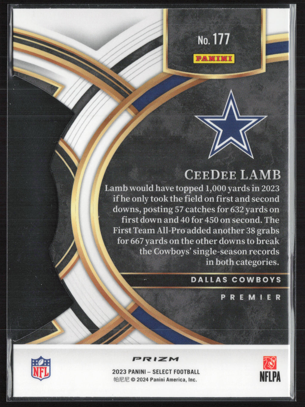 2023 Panini Select #177 CeeDee Lamb Red and Blue Prizms Die Cuts