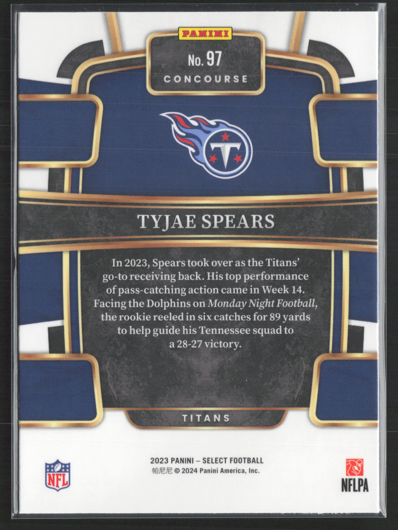 2023 Panini Select #97 Tyjae Spears