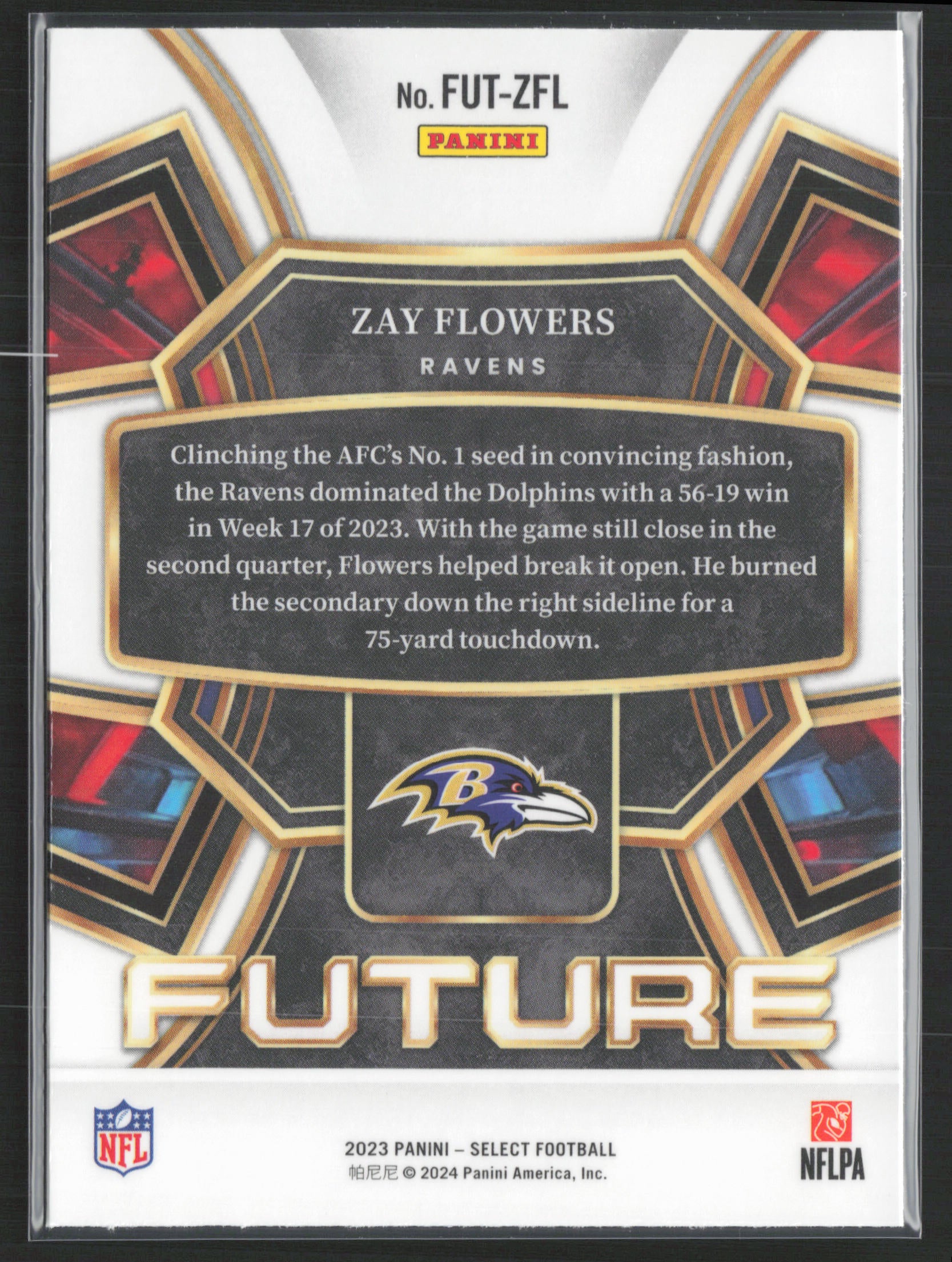 2023 Panini Select #FUT-ZFL Zay Flowers Select Future