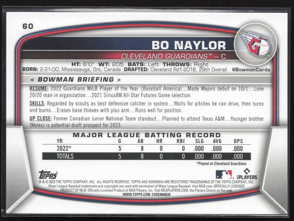 2023 Bowman #60 Bo Naylor