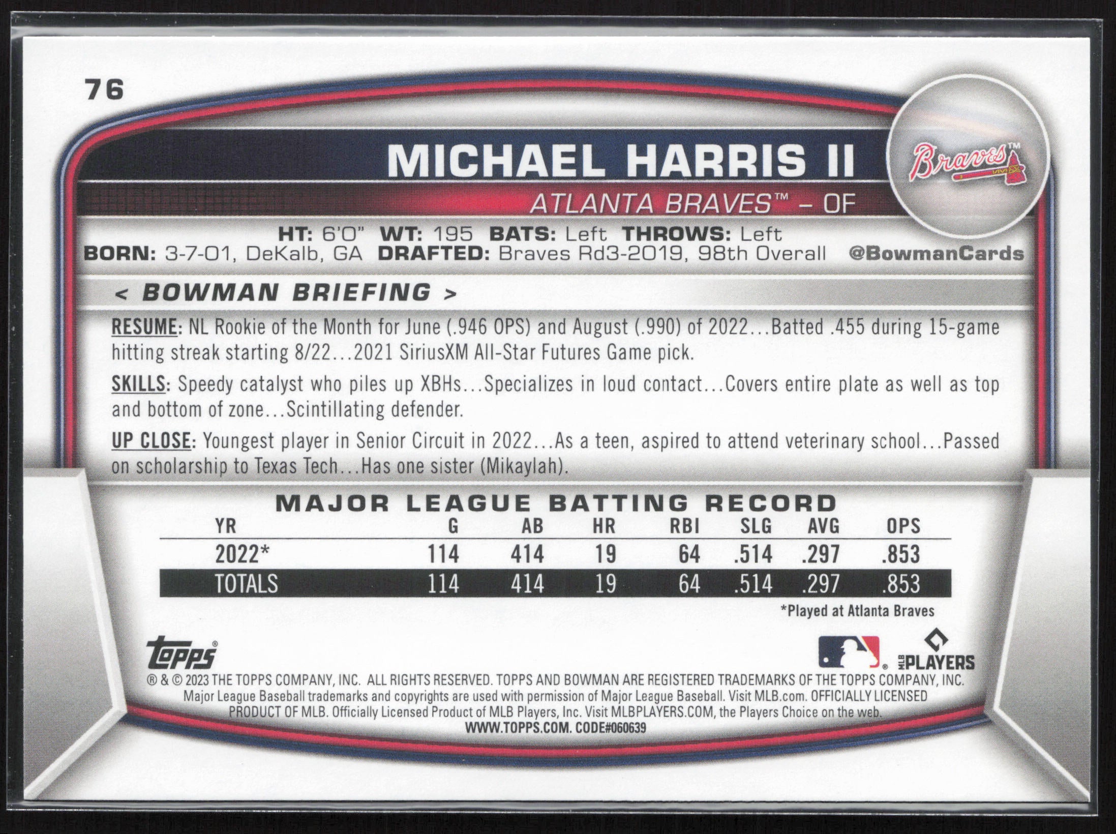 2023 Bowman #76 Michael Harris II