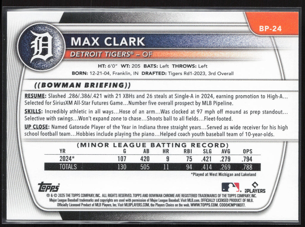2025 Bowman #BP-24 Max Clark Prospects