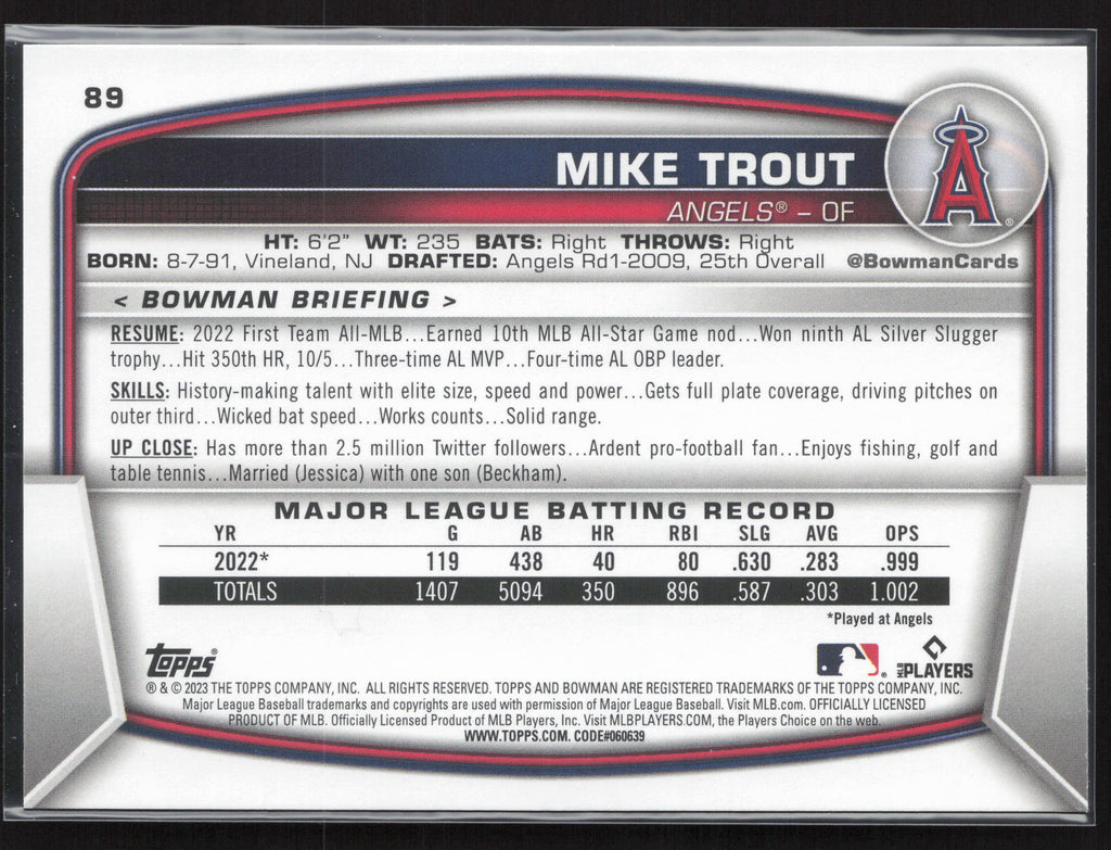 2023 Bowman #89 Mike Trout