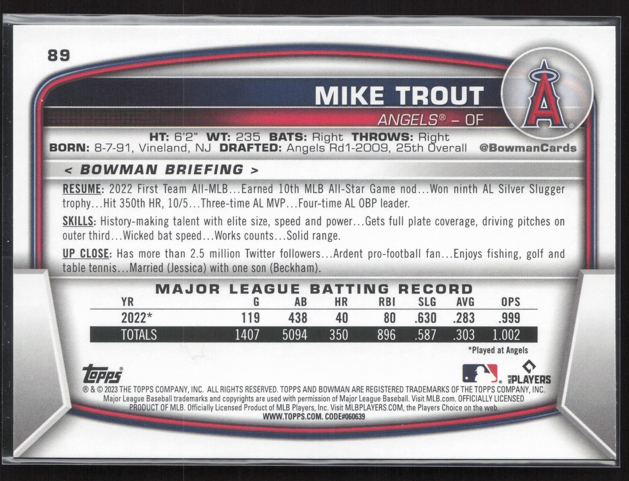 2023 Bowman #89 Mike Trout