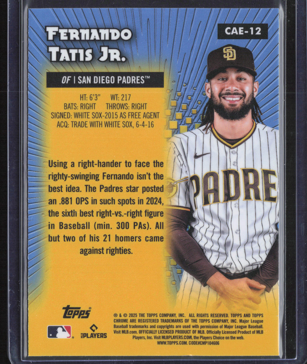 2025 Topps Chrome #CAE-12 Fernando Tatis Jr. Chrome All-Etch