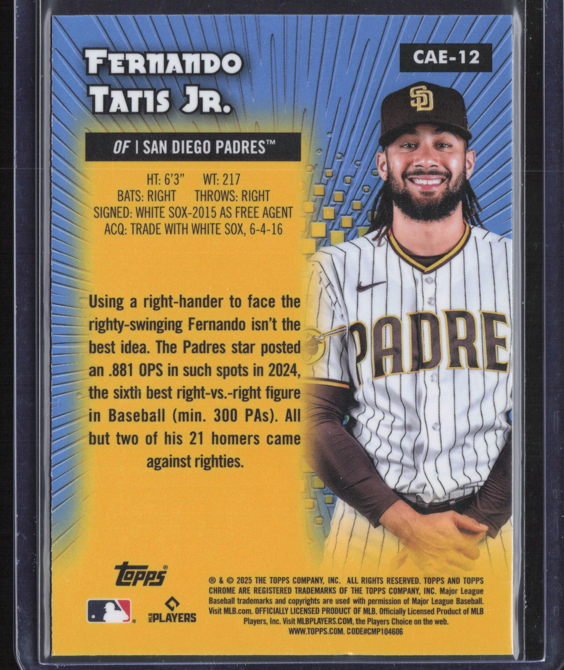 2025 Topps Chrome #CAE-12 Fernando Tatis Jr. Chrome All-Etch