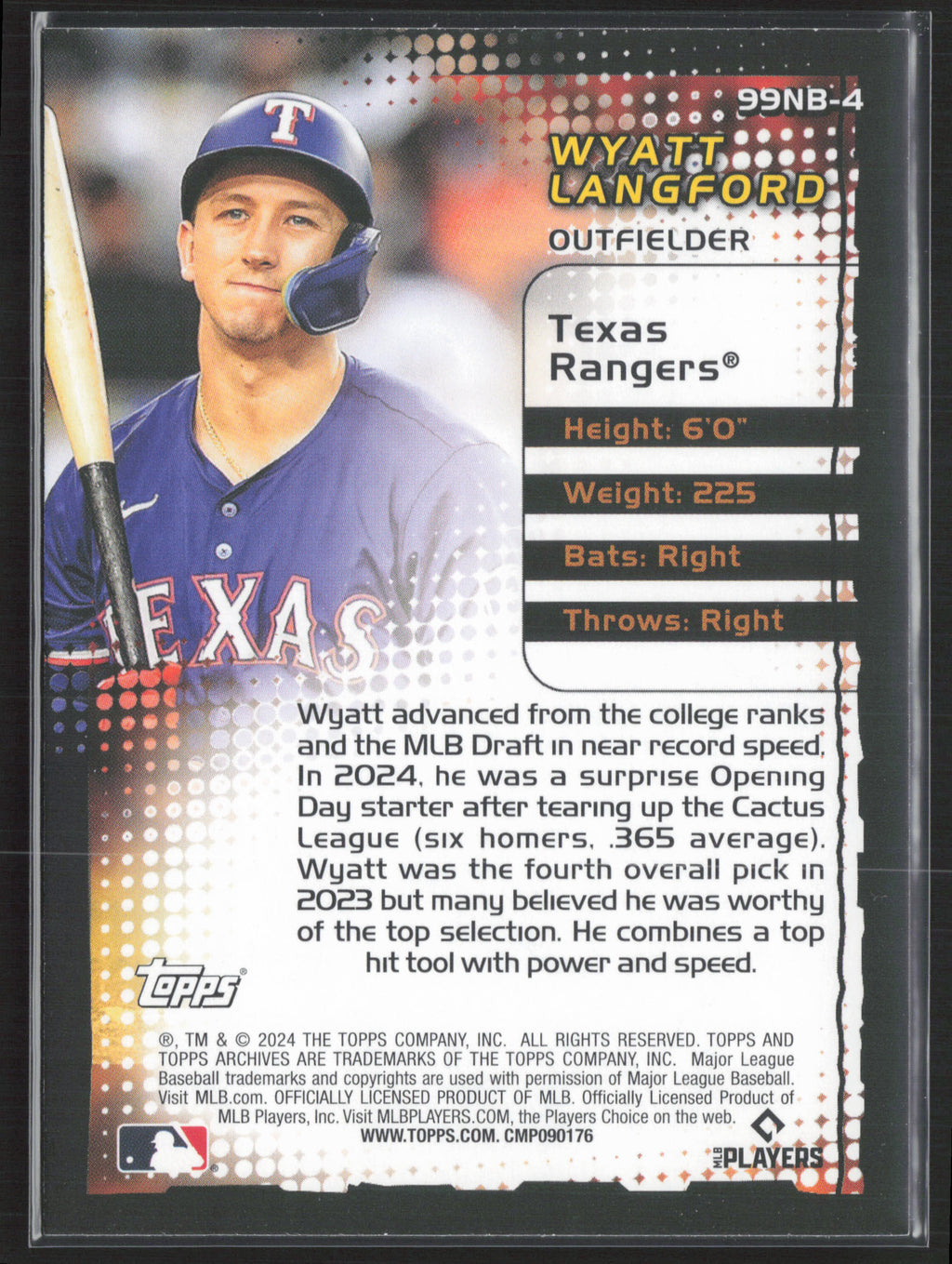 2024 Topps Archives #99NB-4 Wyatt Langford 1999 Topps Baseball New Breed