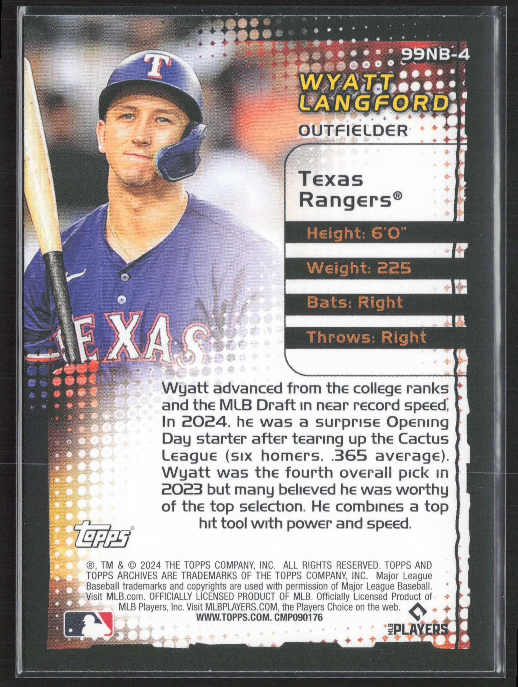 2024 Topps Archives #99NB-4 Wyatt Langford 1999 Topps Baseball New Breed