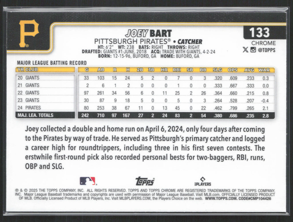2025 Topps Chrome #133 Joey Bart