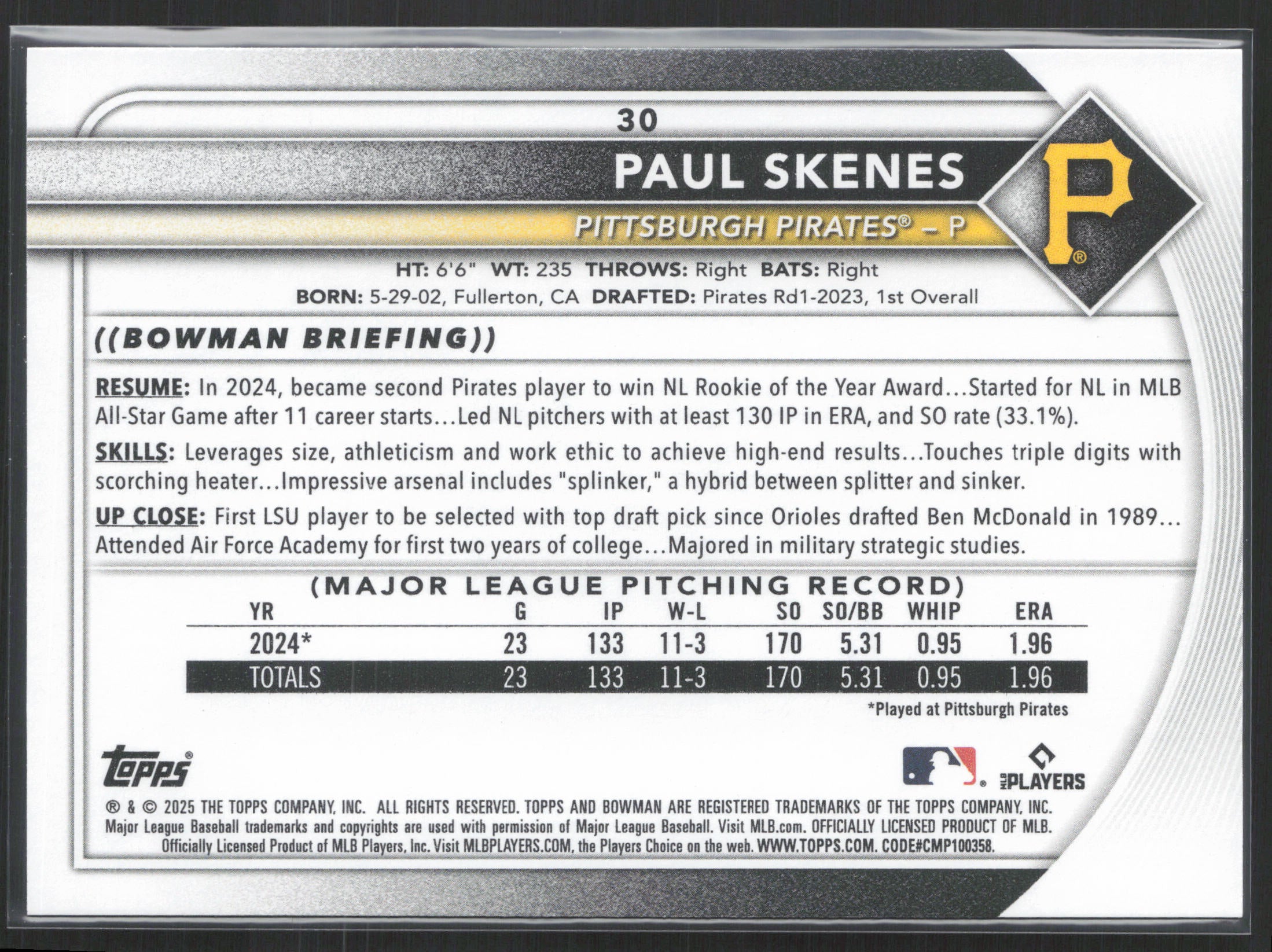 2025 Bowman #30 Paul Skenes