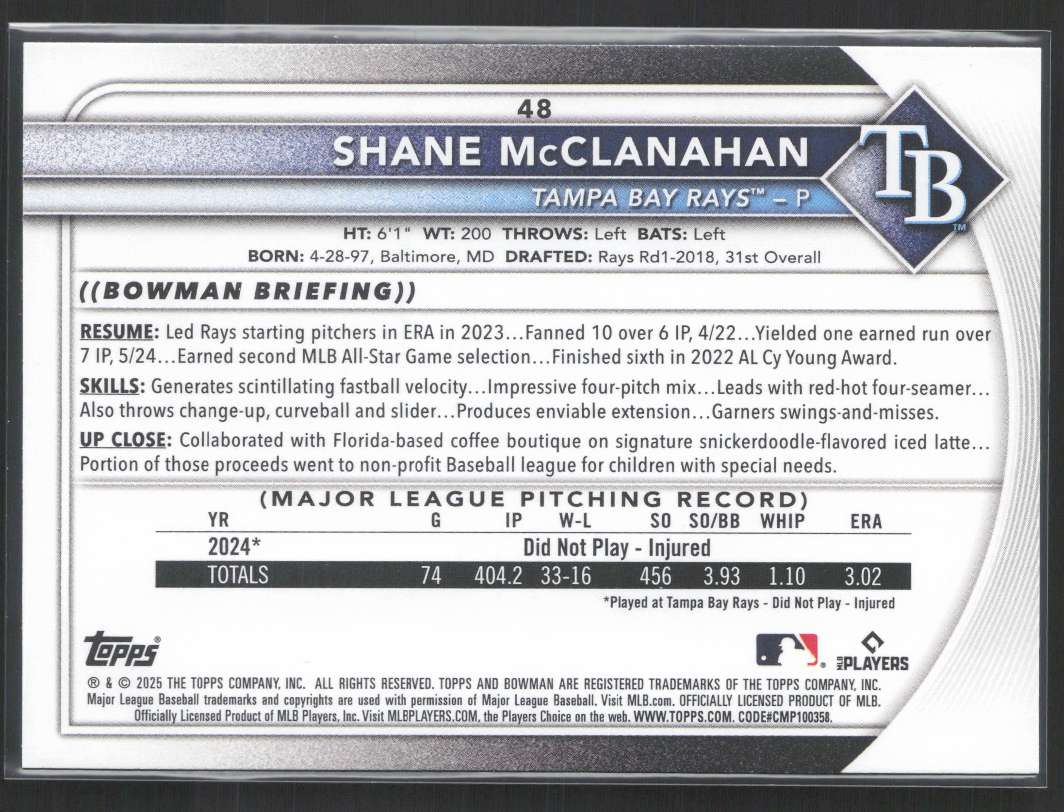 2025 Bowman #48 Shane McClanahan