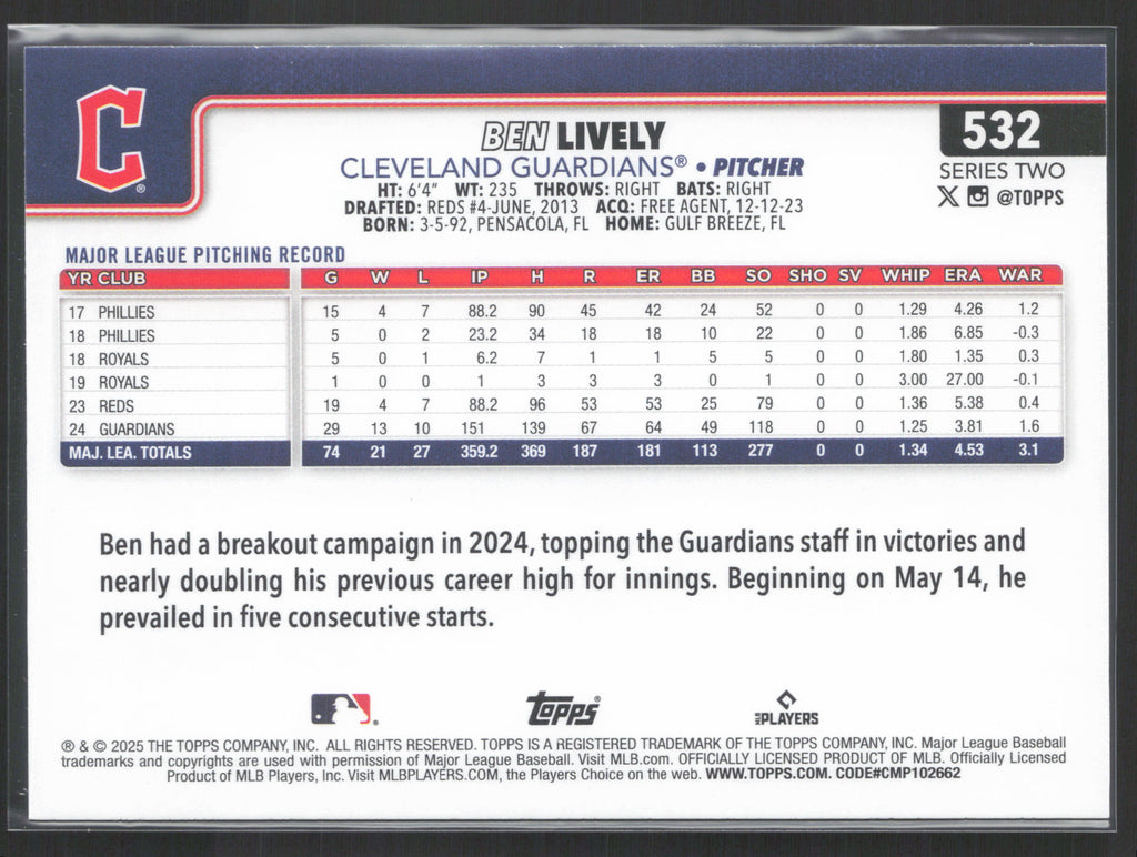 2025 Topps #532 Ben Lively