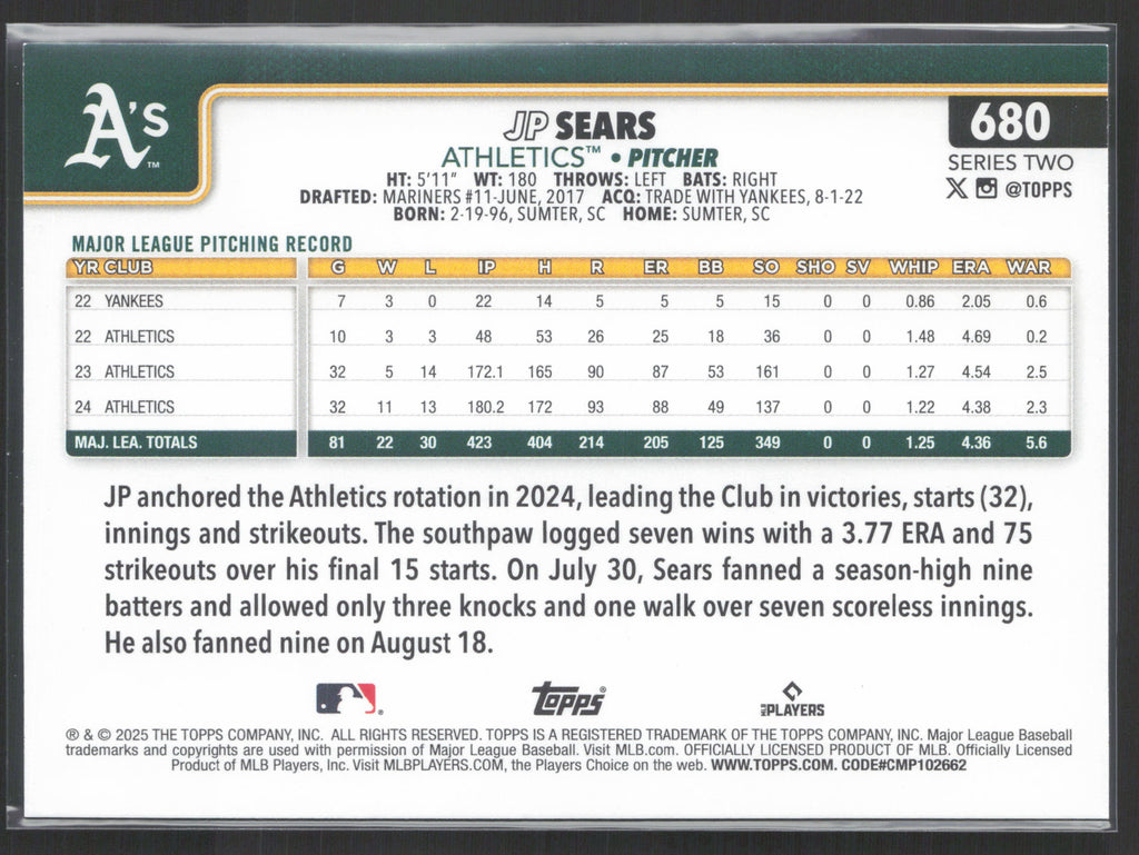 2025 Topps #680 JP Sears
