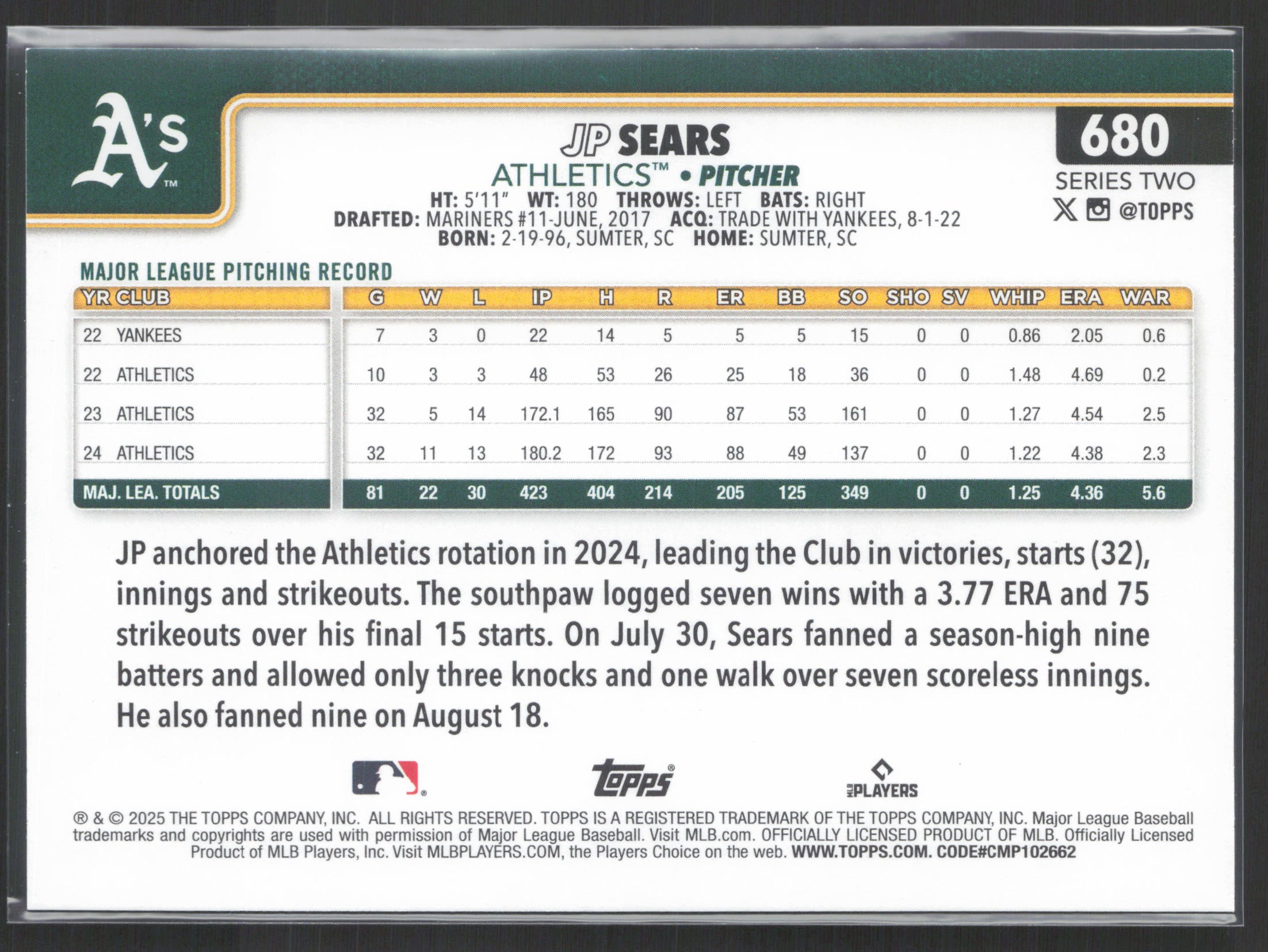 2025 Topps #680 JP Sears