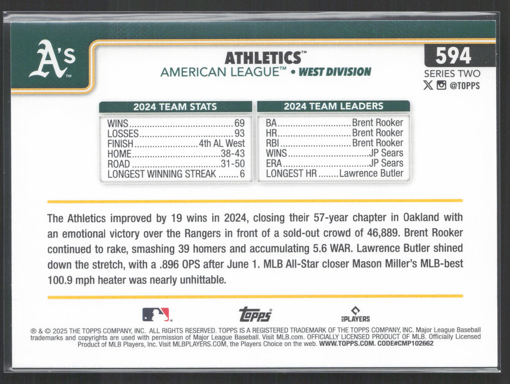 2025 Topps #594 Athletics