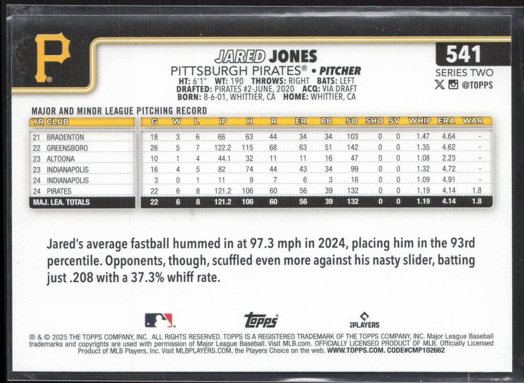 2025 Topps #541 Jared Jones