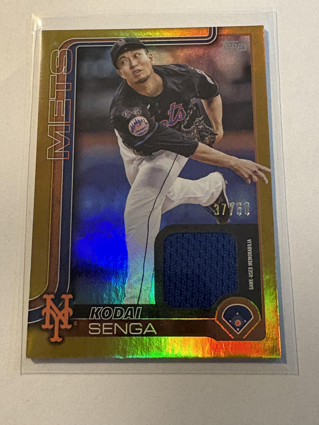 2025 Topps #569 Kodai Senga Flagship Real One Relics Gold Foil #/50