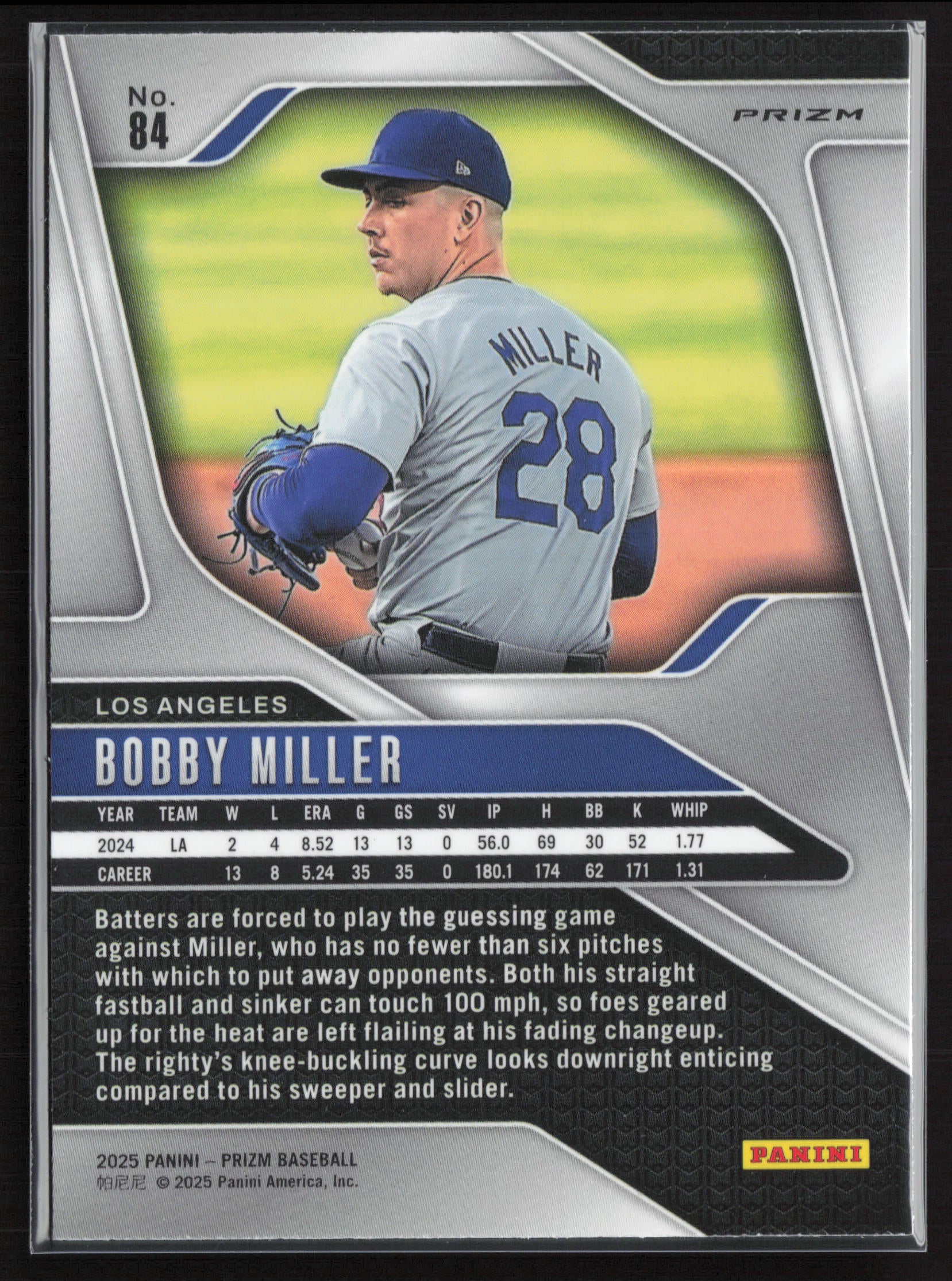 2025 Panini Prizm #84 Bobby Miller Green Ice Prizms