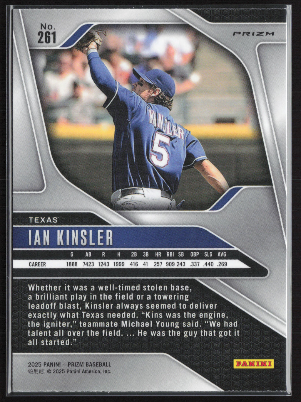 2025 Panini Prizm #261 Ian Kinsler Green Ice Prizms