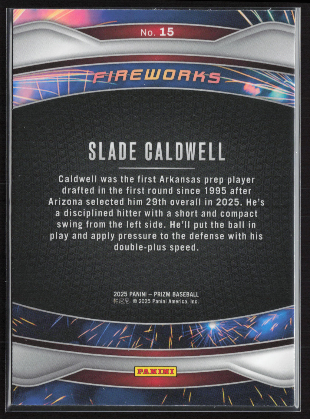 2025 Panini Prizm #15 Slade Caldwell Fireworks