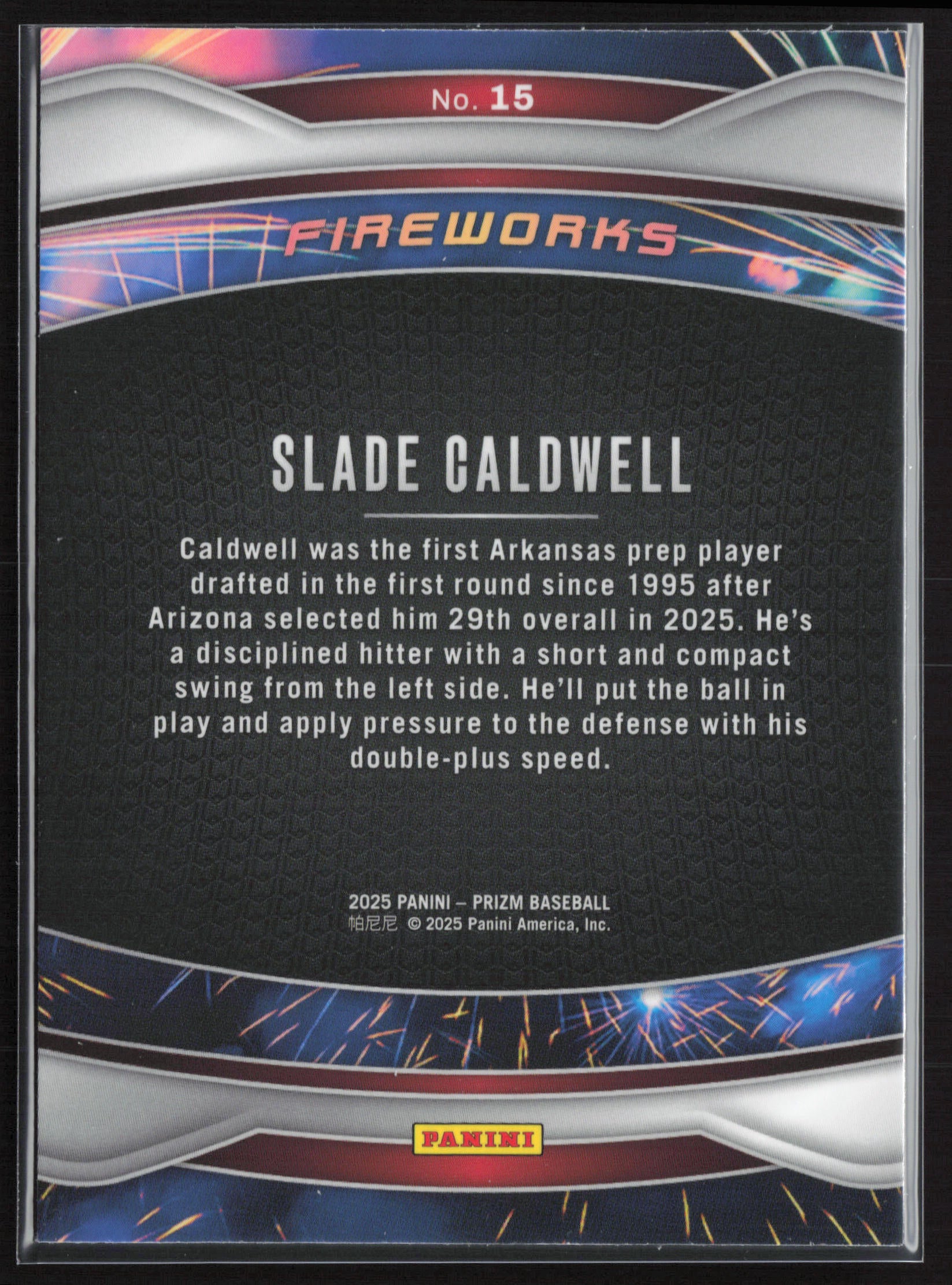 2025 Panini Prizm #15 Slade Caldwell Fireworks
