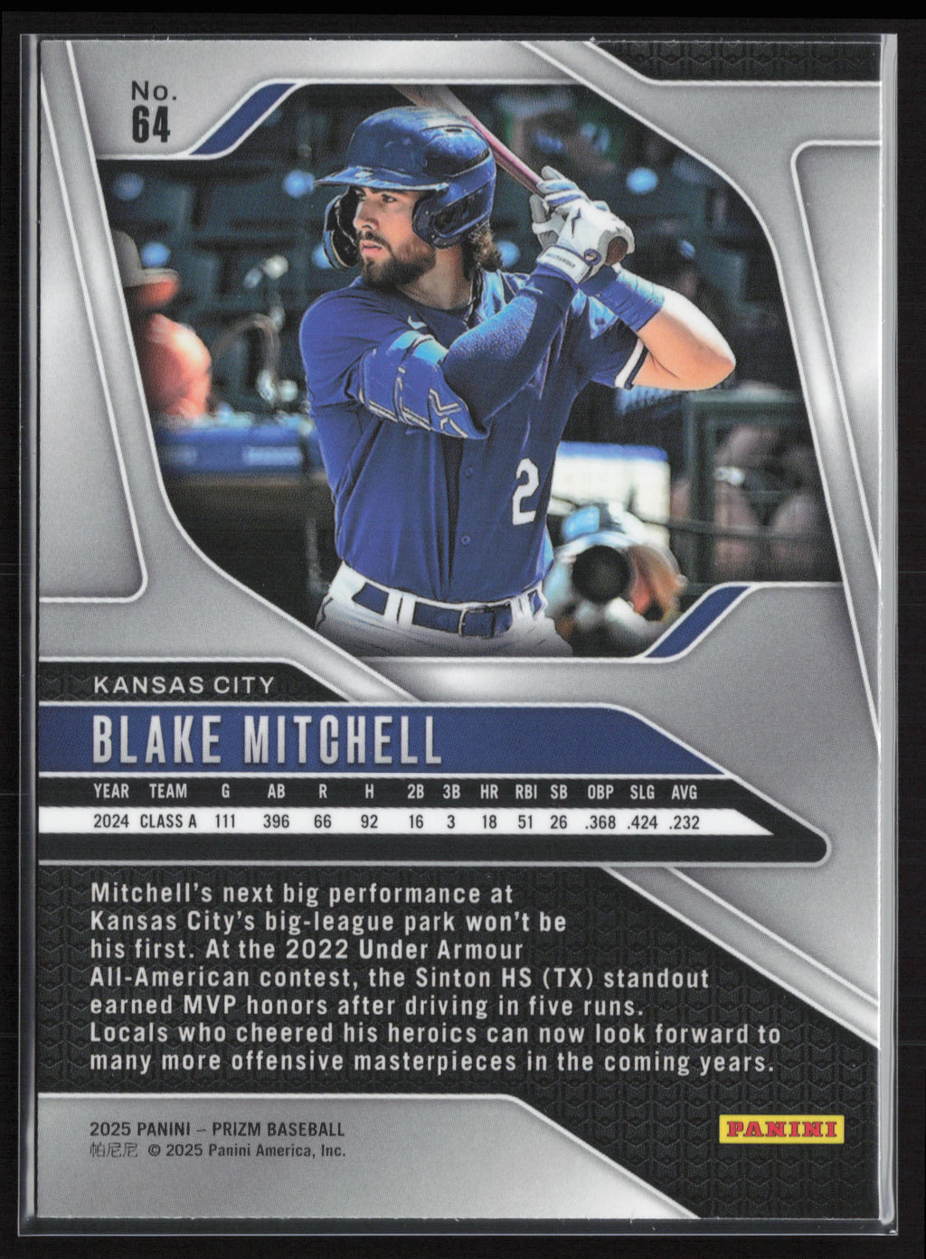 2025 Panini Prizm #64 Blake Mitchell