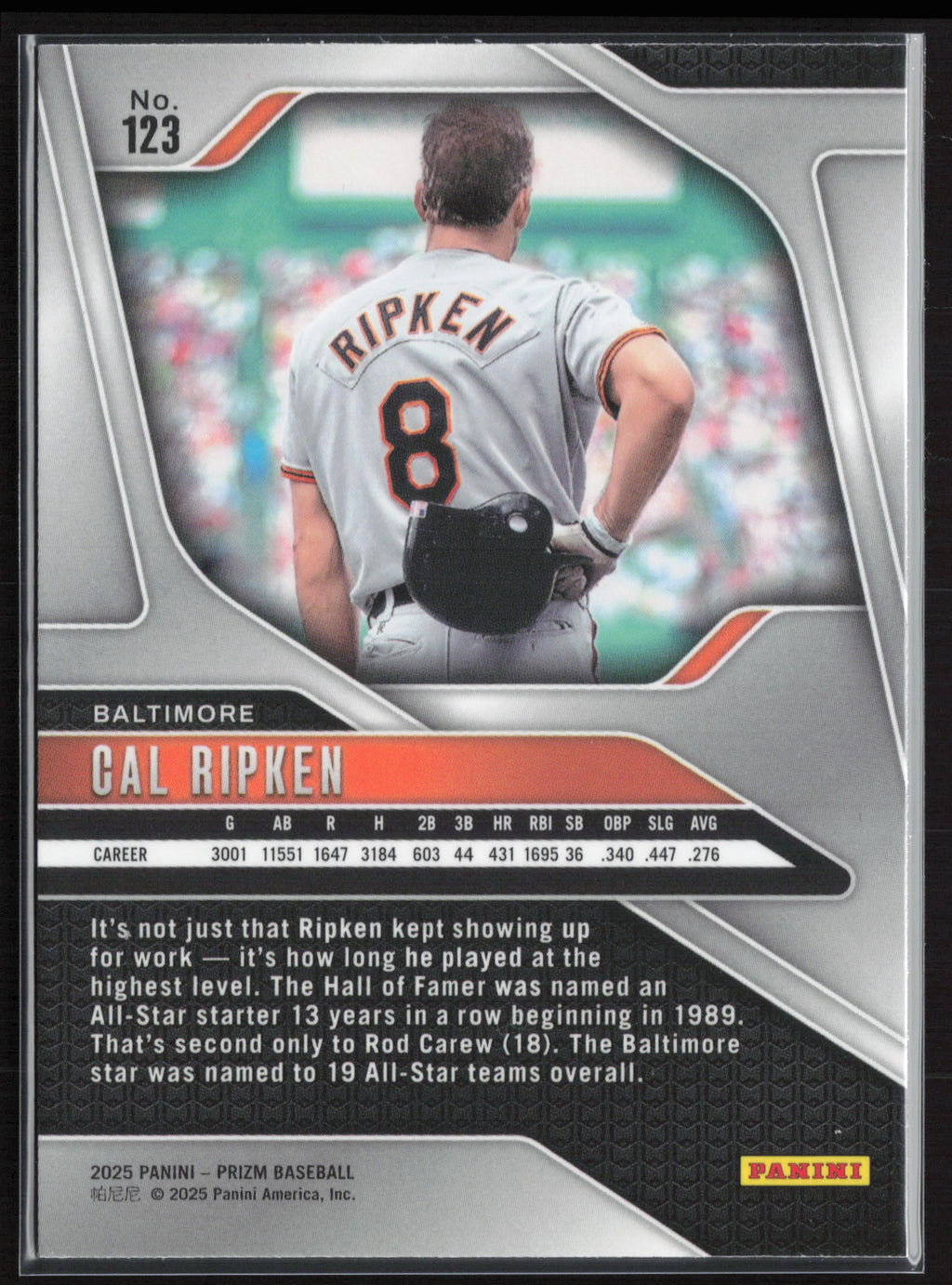 2025 Panini Prizm #123 Cal Ripken