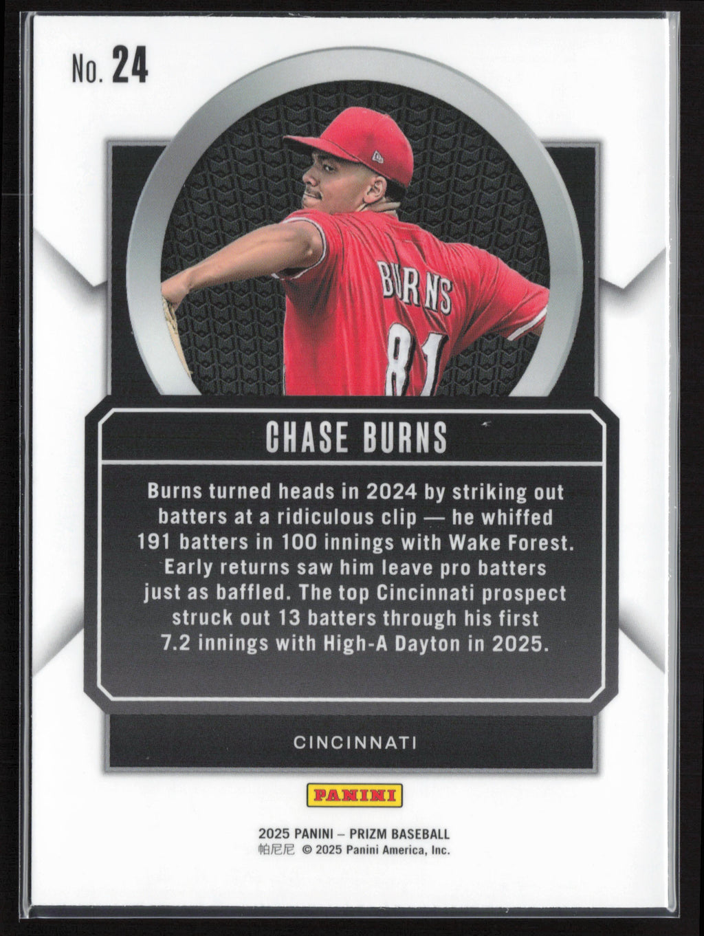 2025 Panini Prizm #24 Chase Burns Talisman