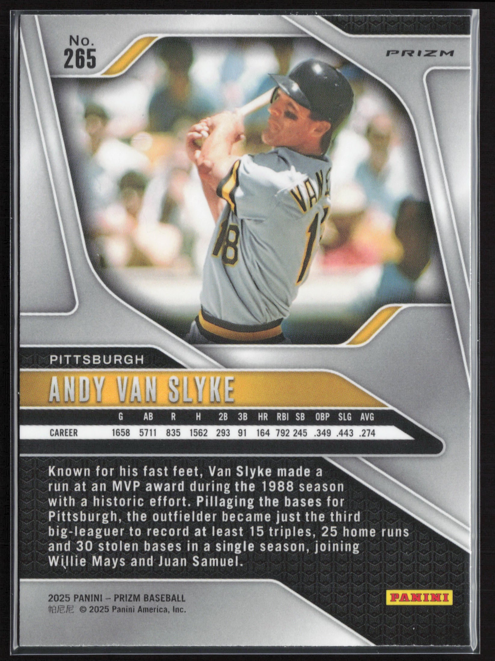 2025 Panini Prizm #265 Andy Van Slyke Silver Prizms