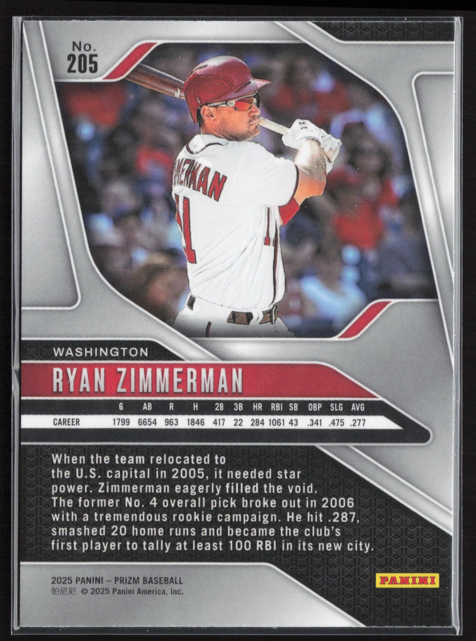 2025 Panini Prizm #205 Ryan Zimmerman