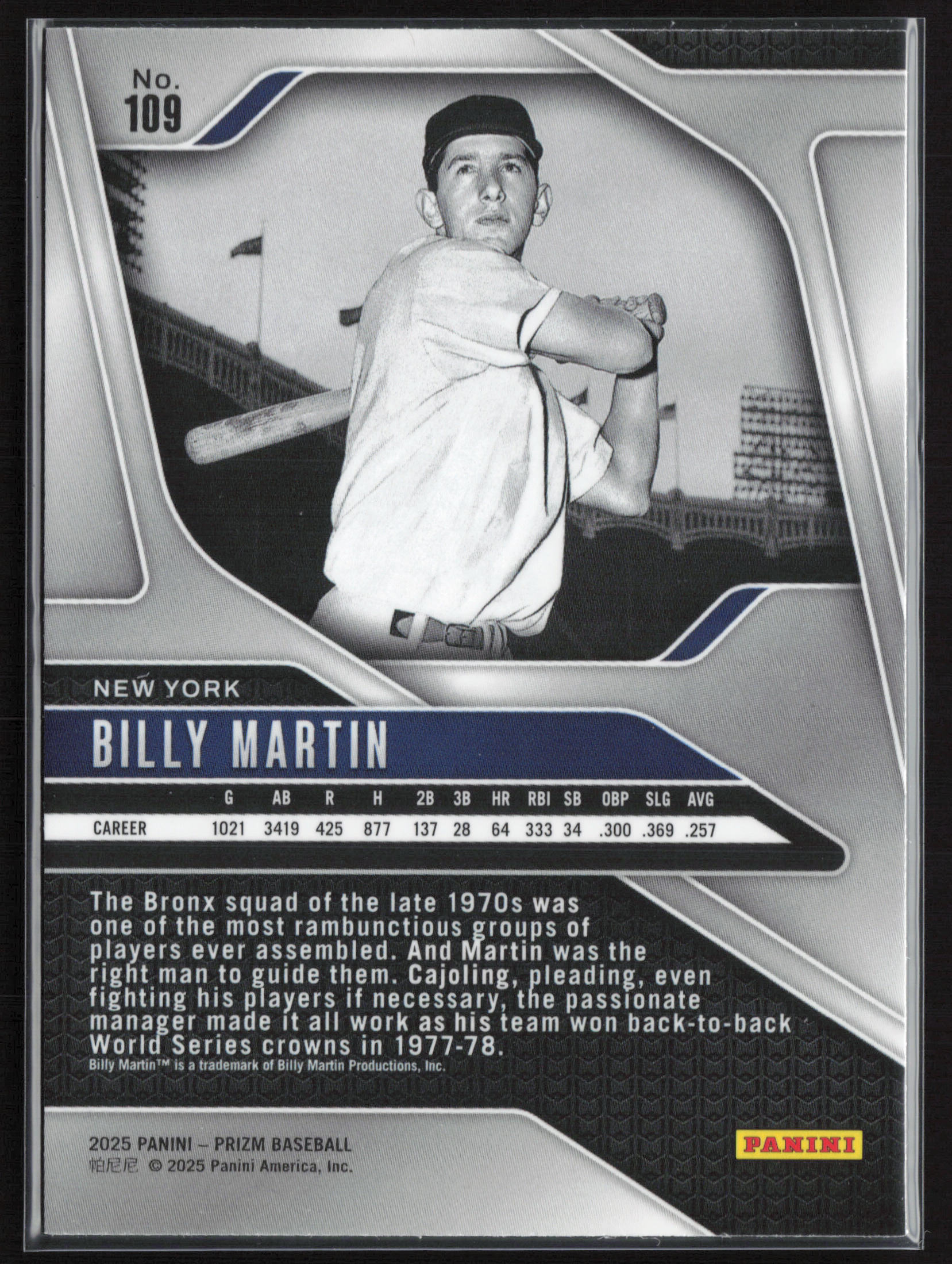 2025 Panini Prizm #109 Billy Martin
