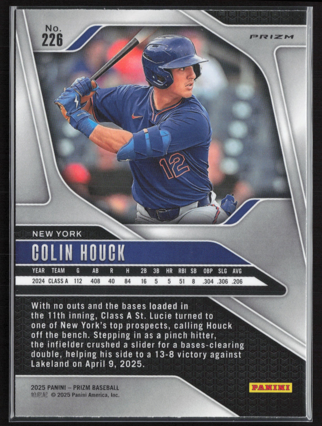 2025 Panini Prizm #226 Colin Houck Green Prizms