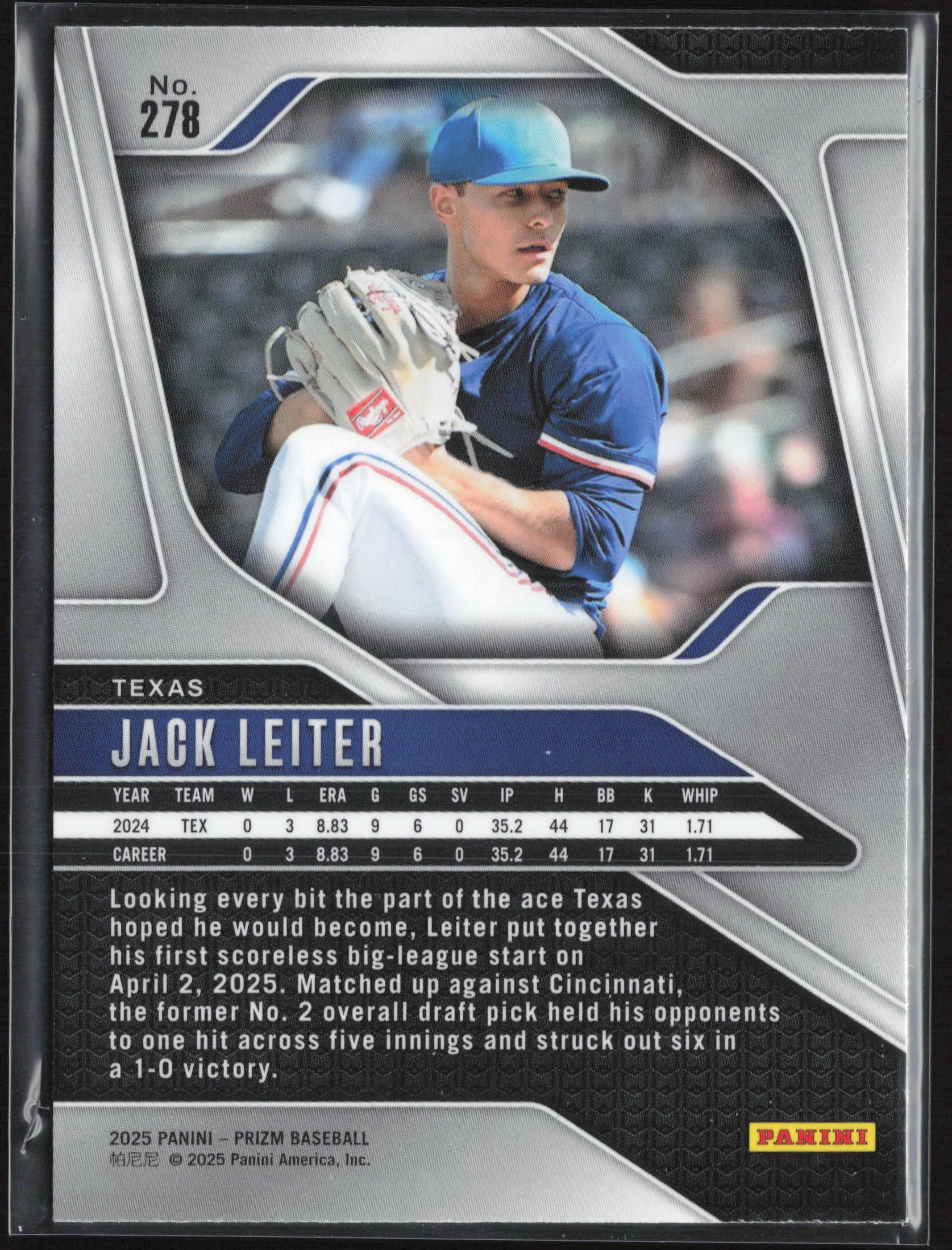 2025 Panini Prizm #278 Jack Leiter