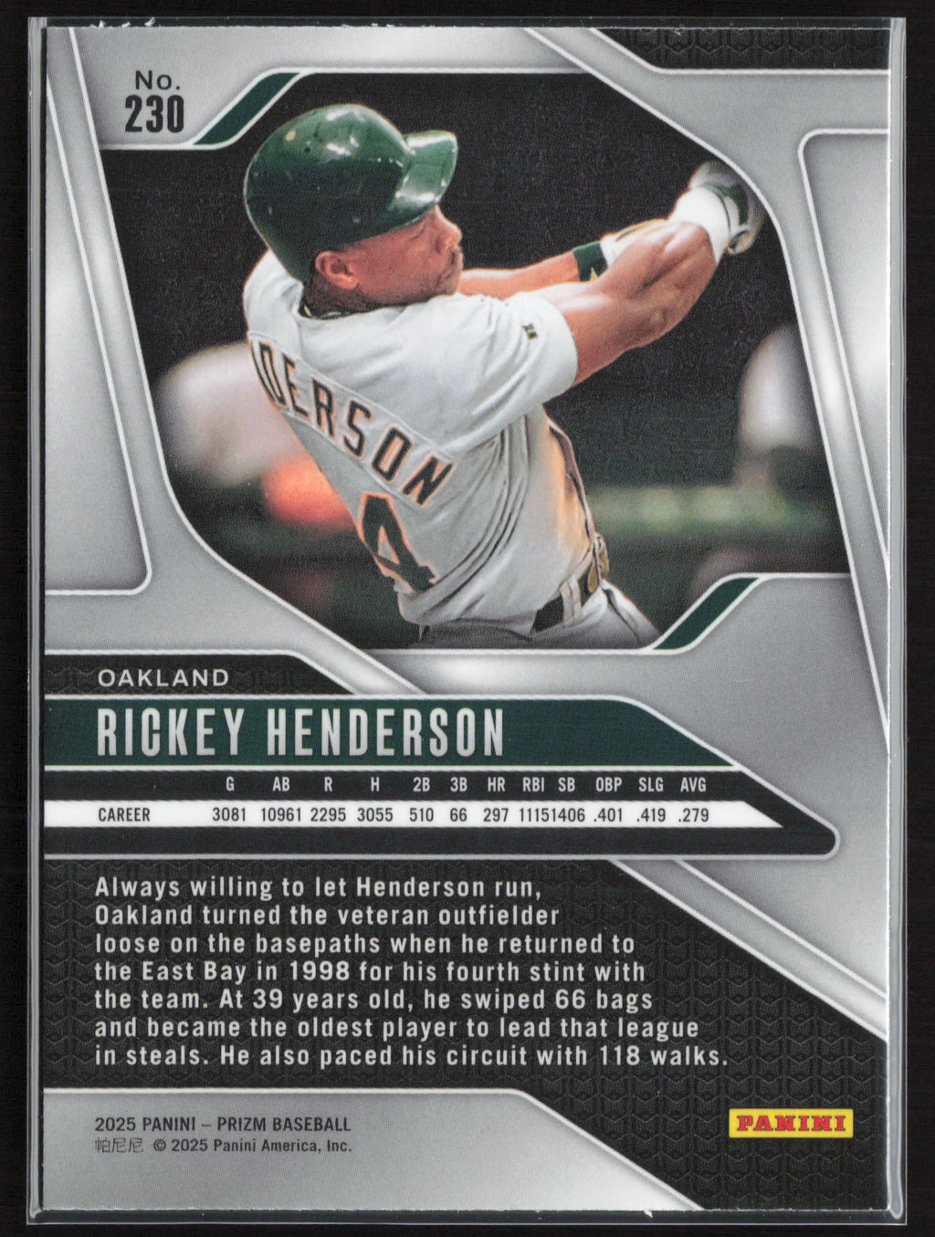 2025 Panini Prizm #230 Rickey Henderson