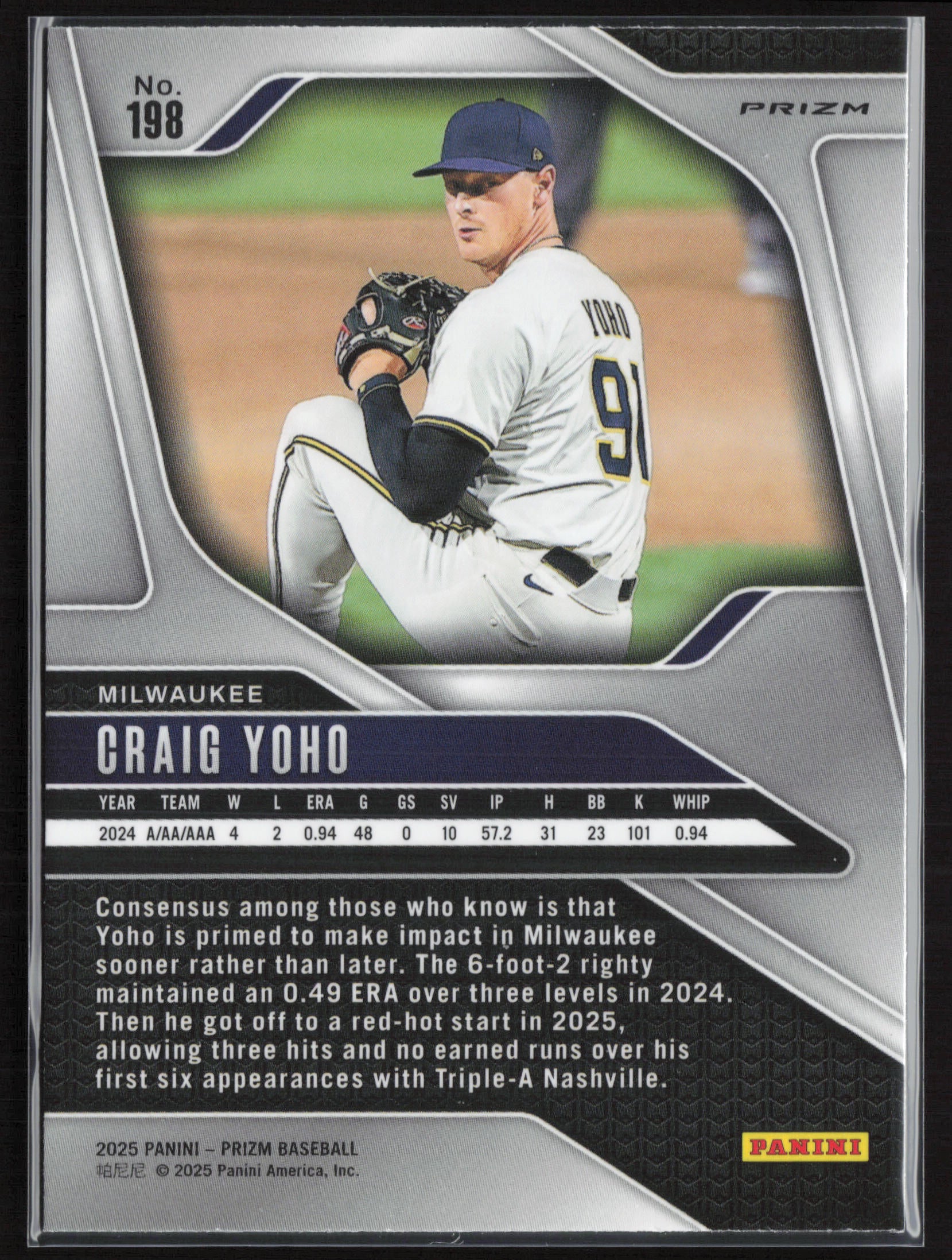 2025 Panini Prizm #198 Craig Yoho Silver Prizms