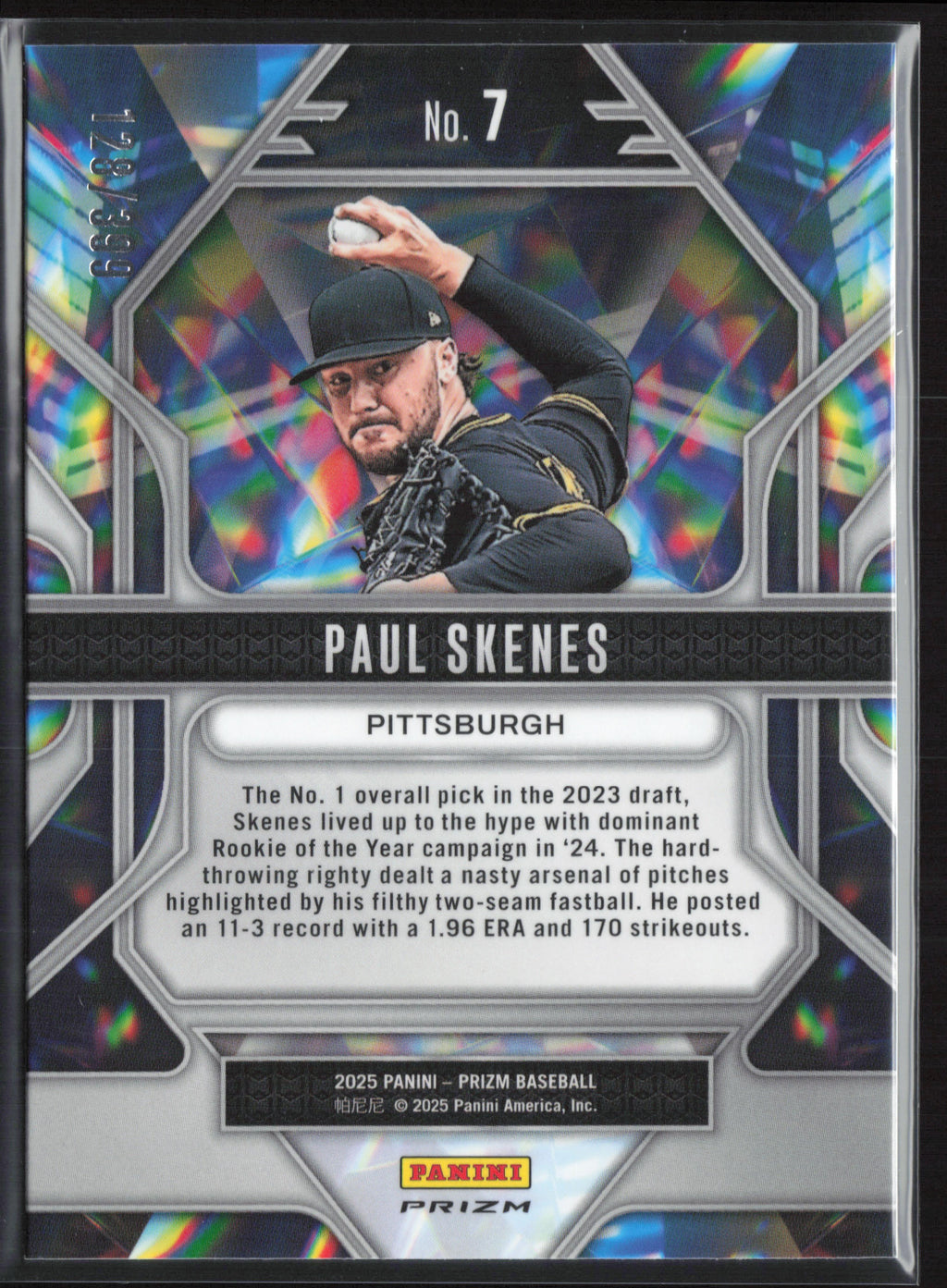 2025 Panini Prizm #7 Paul Skenes Prizmatic Orange Prizms #/399