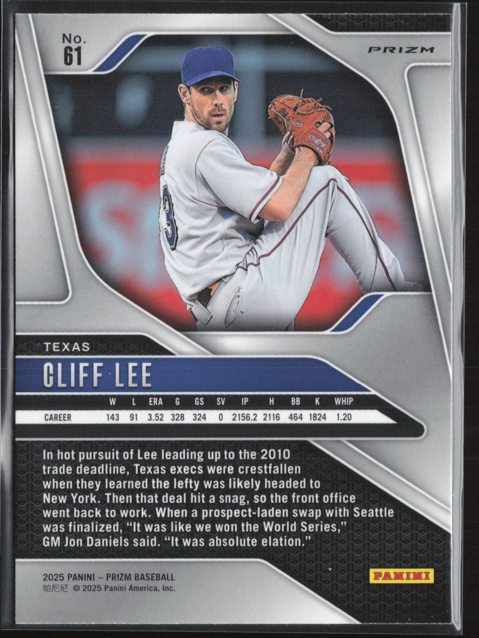 2025 Panini Prizm #61 Cliff Lee Silver Prizms