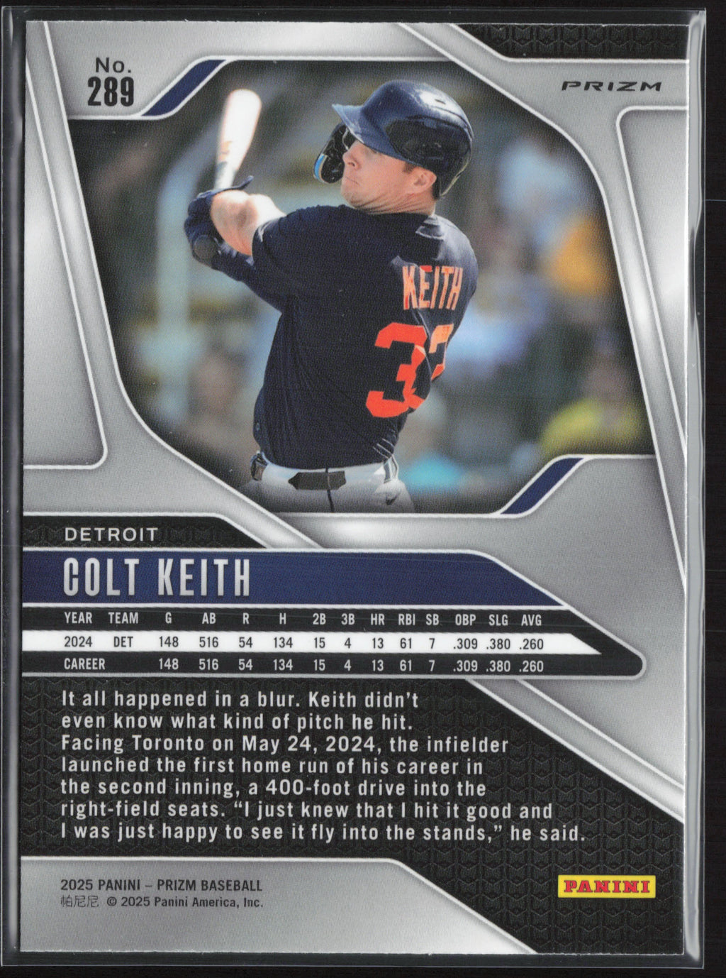 2025 Panini Prizm #289 Colt Keith Green Ice Prizms