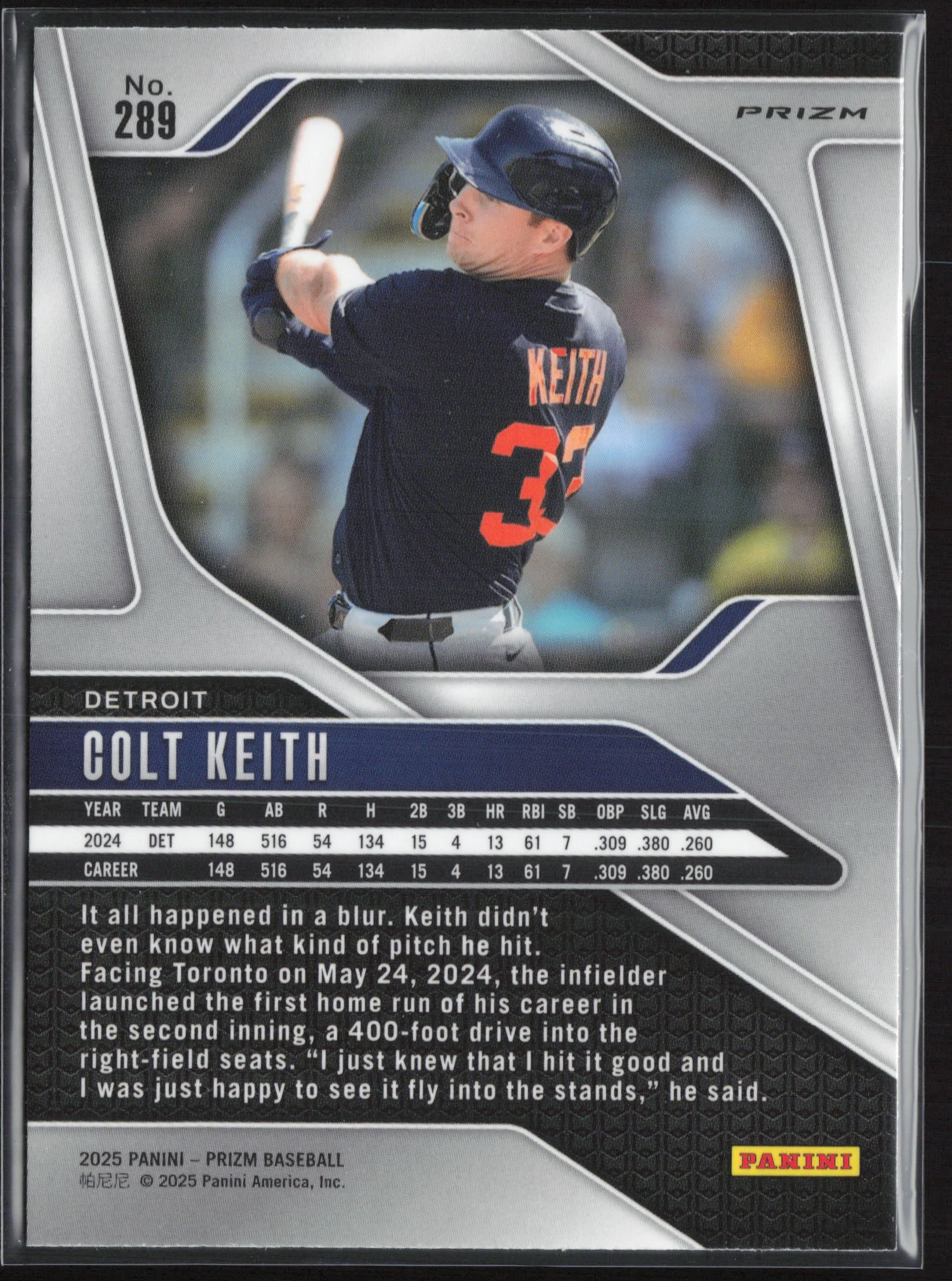 2025 Panini Prizm #289 Colt Keith Green Ice Prizms