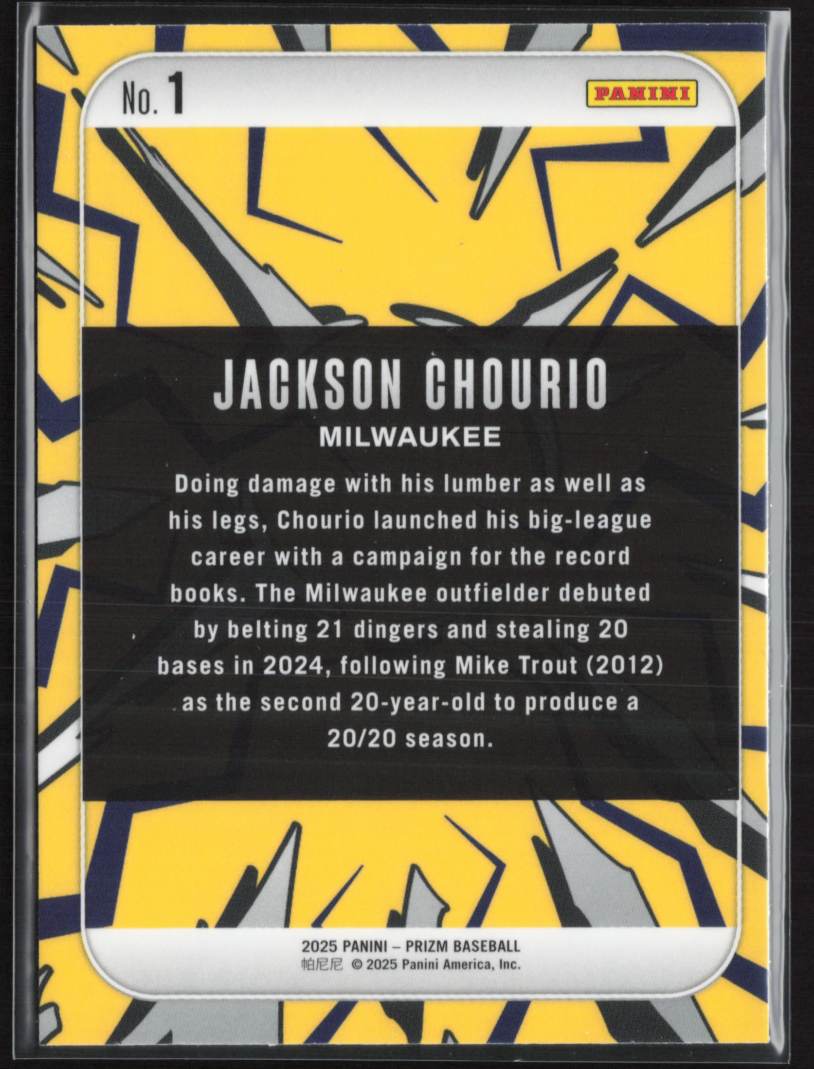 2025 Panini Prizm #1 Jackson Chourio Dingers!