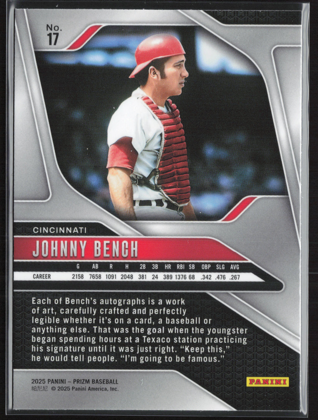 2025 Panini Prizm #17 Johnny Bench