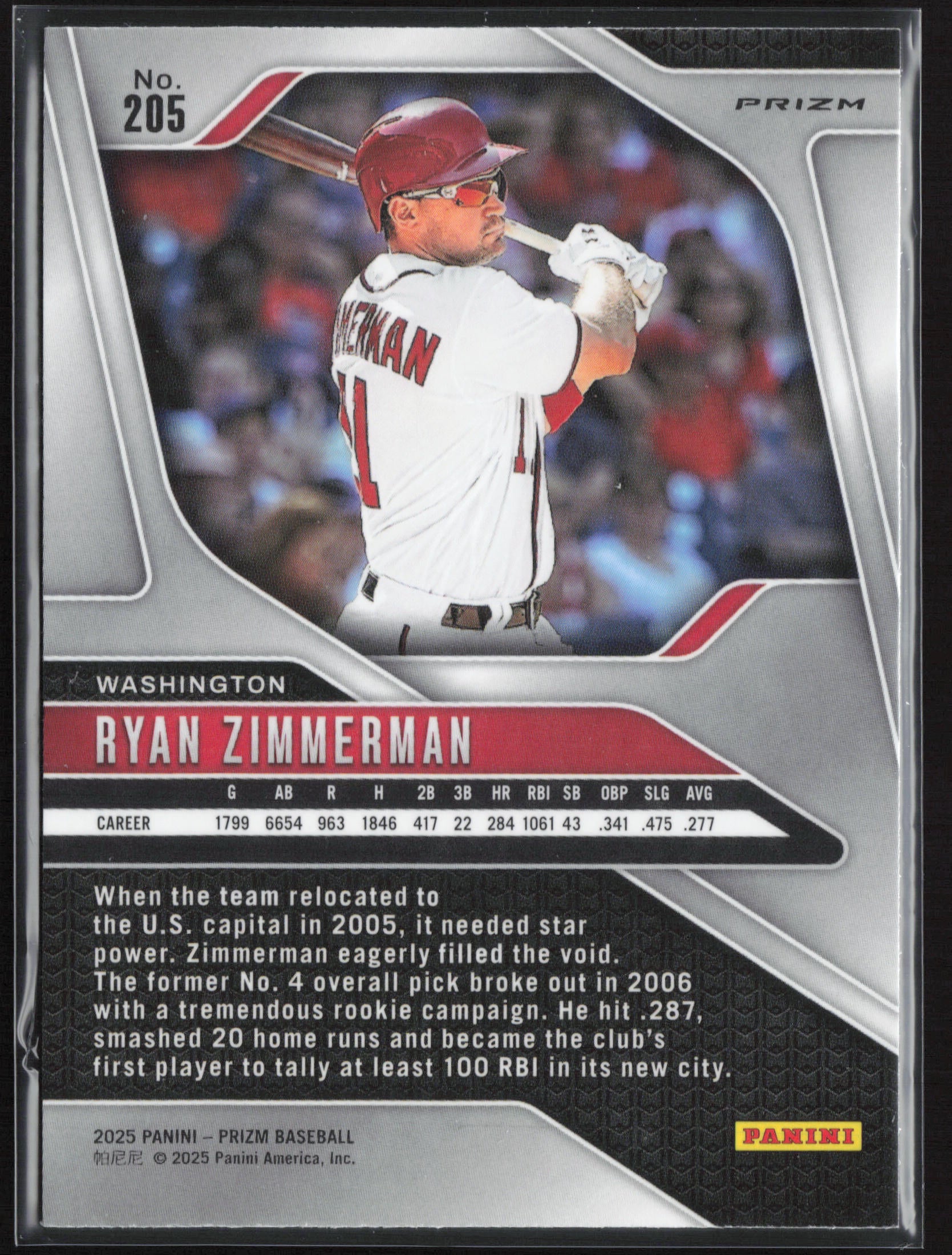 2025 Panini Prizm #205 Ryan Zimmerman Green Ice Prizms