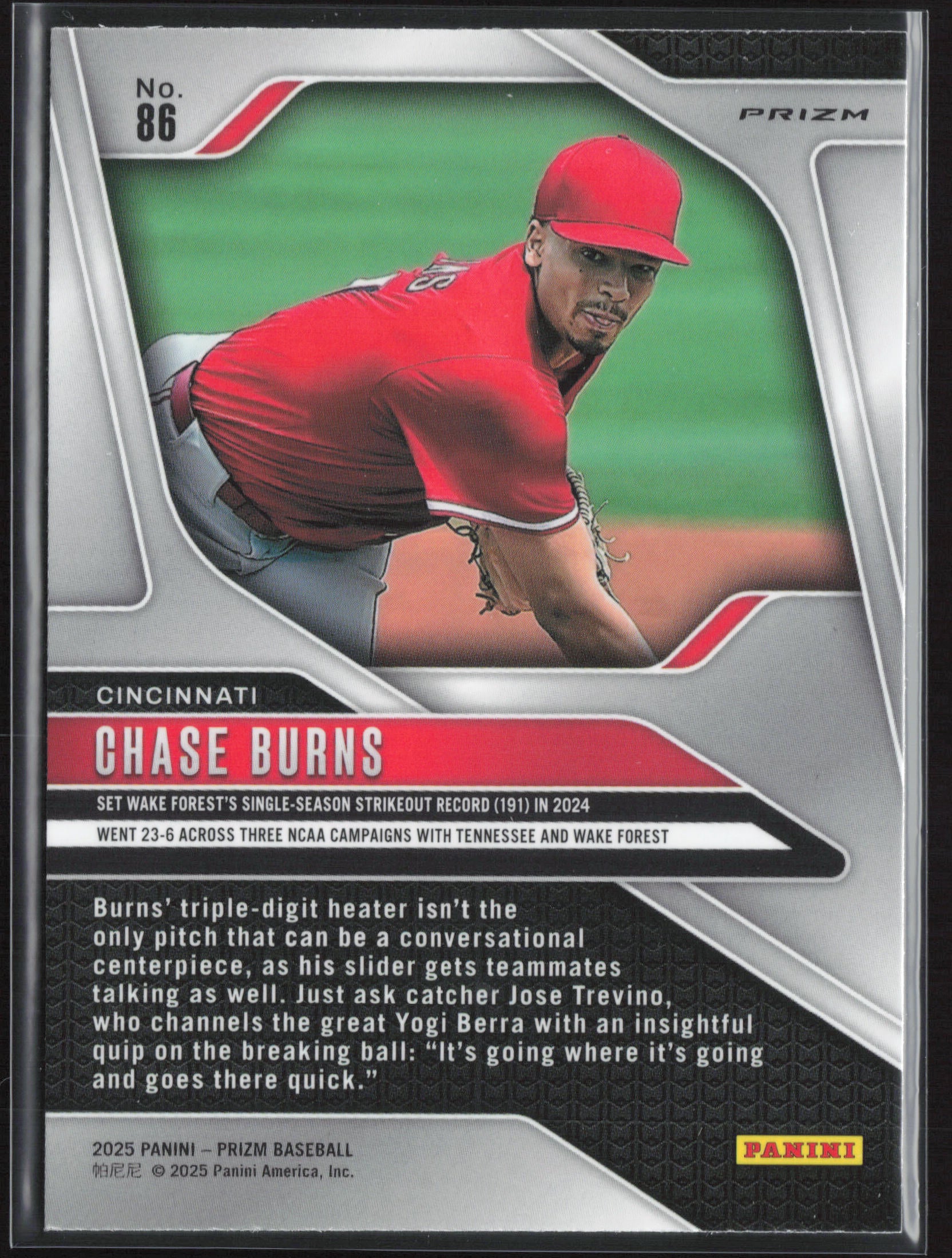 2025 Panini Prizm #86 Chase Burns Green Ice Prizms