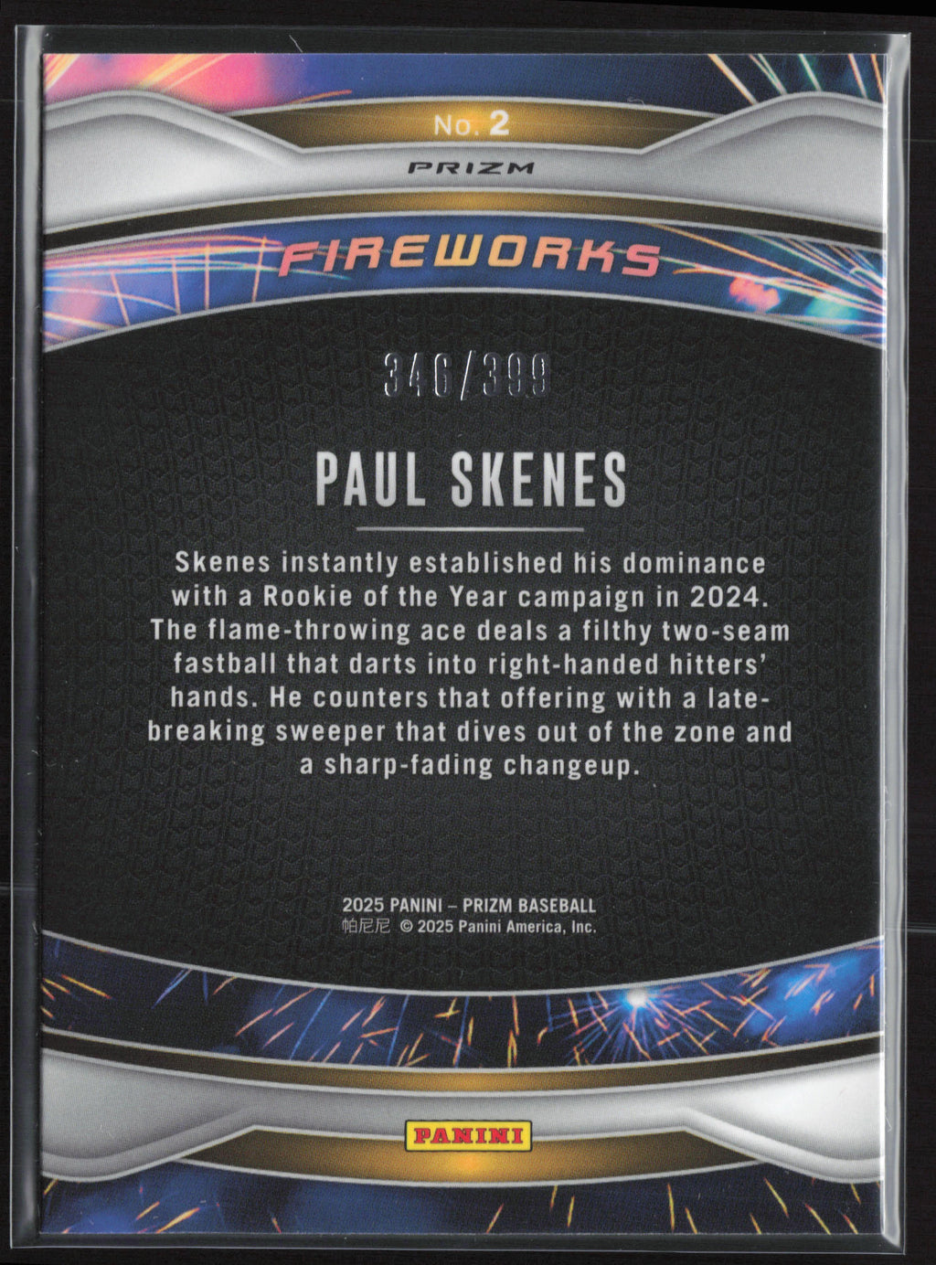 2025 Panini Prizm #2 Paul Skenes Fireworks Orange Prizms #/399