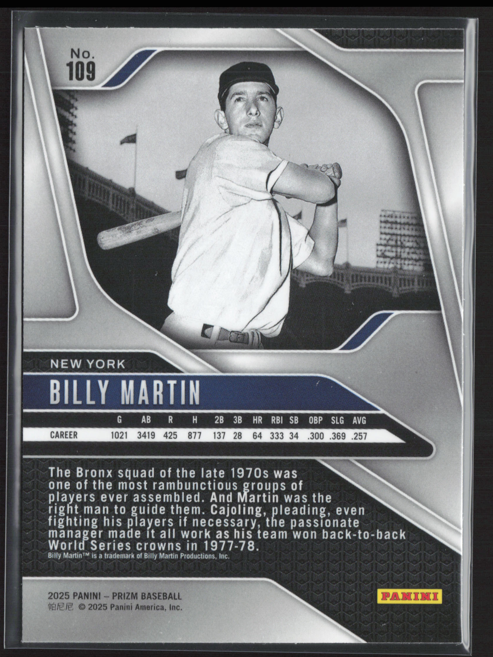 2025 Panini Prizm #109 Billy Martin