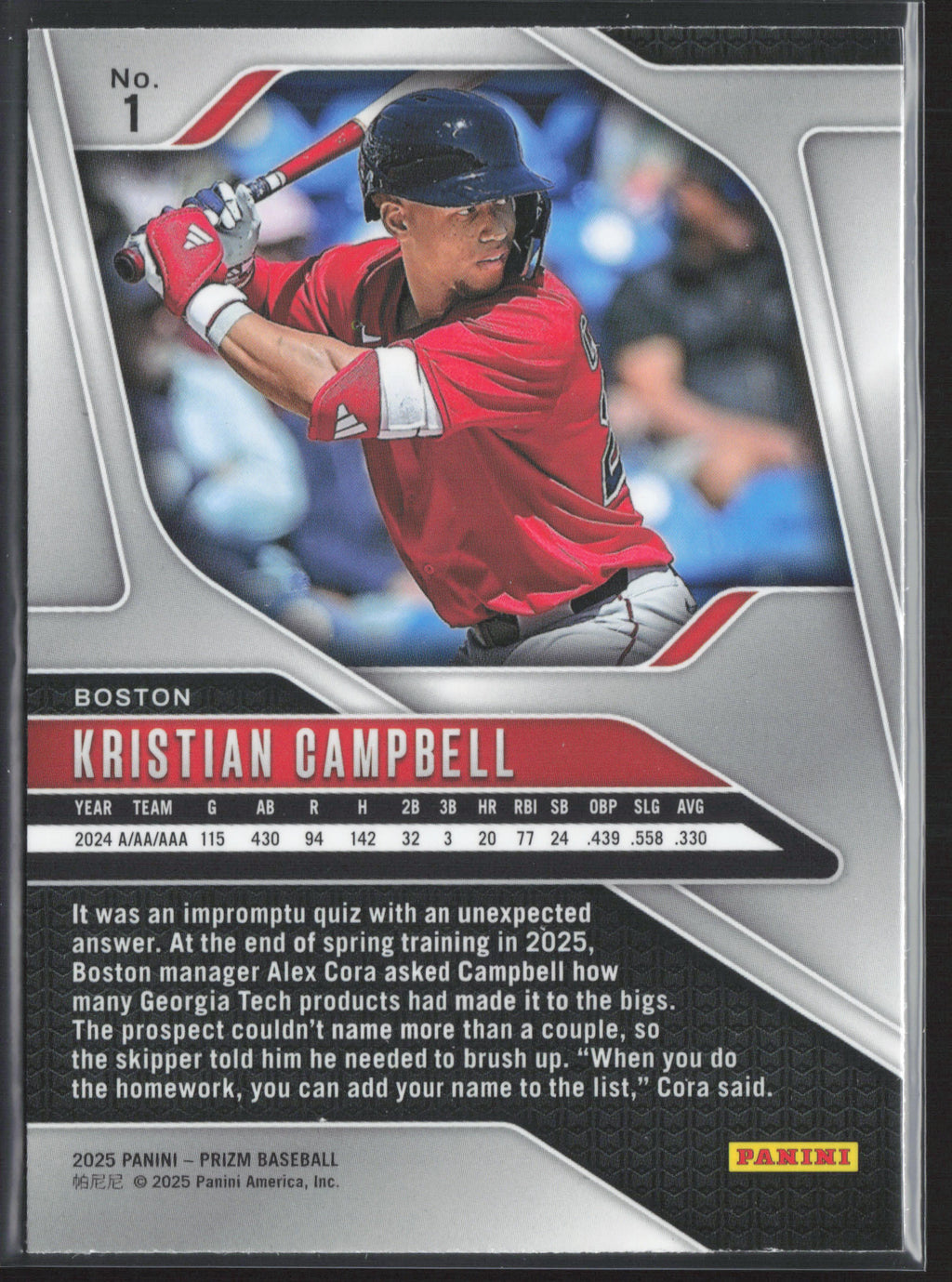 2025 Panini Prizm #1 Kristian Campbell