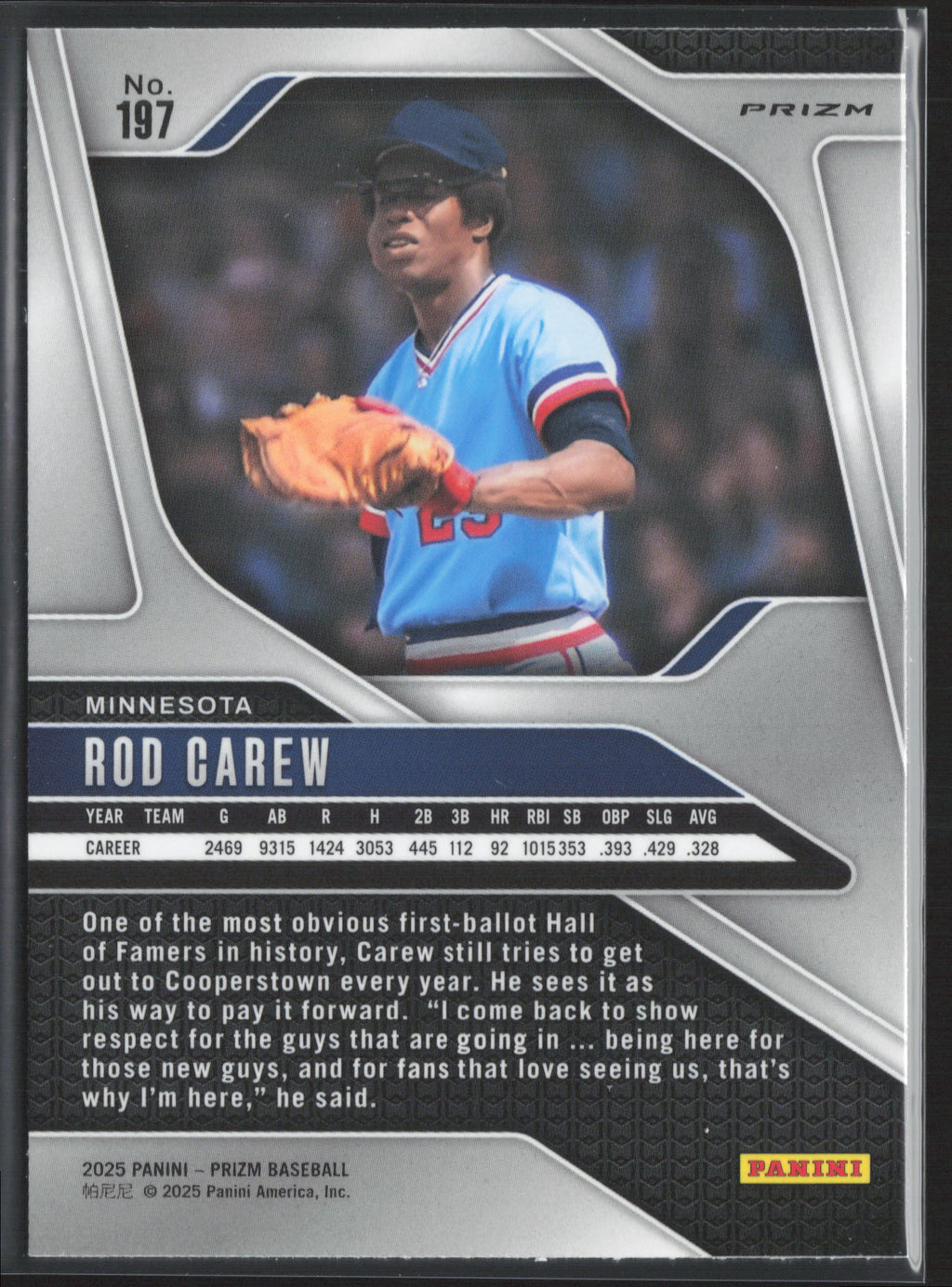 2025 Panini Prizm #197 Rod Carew Blue Ice Prizms
