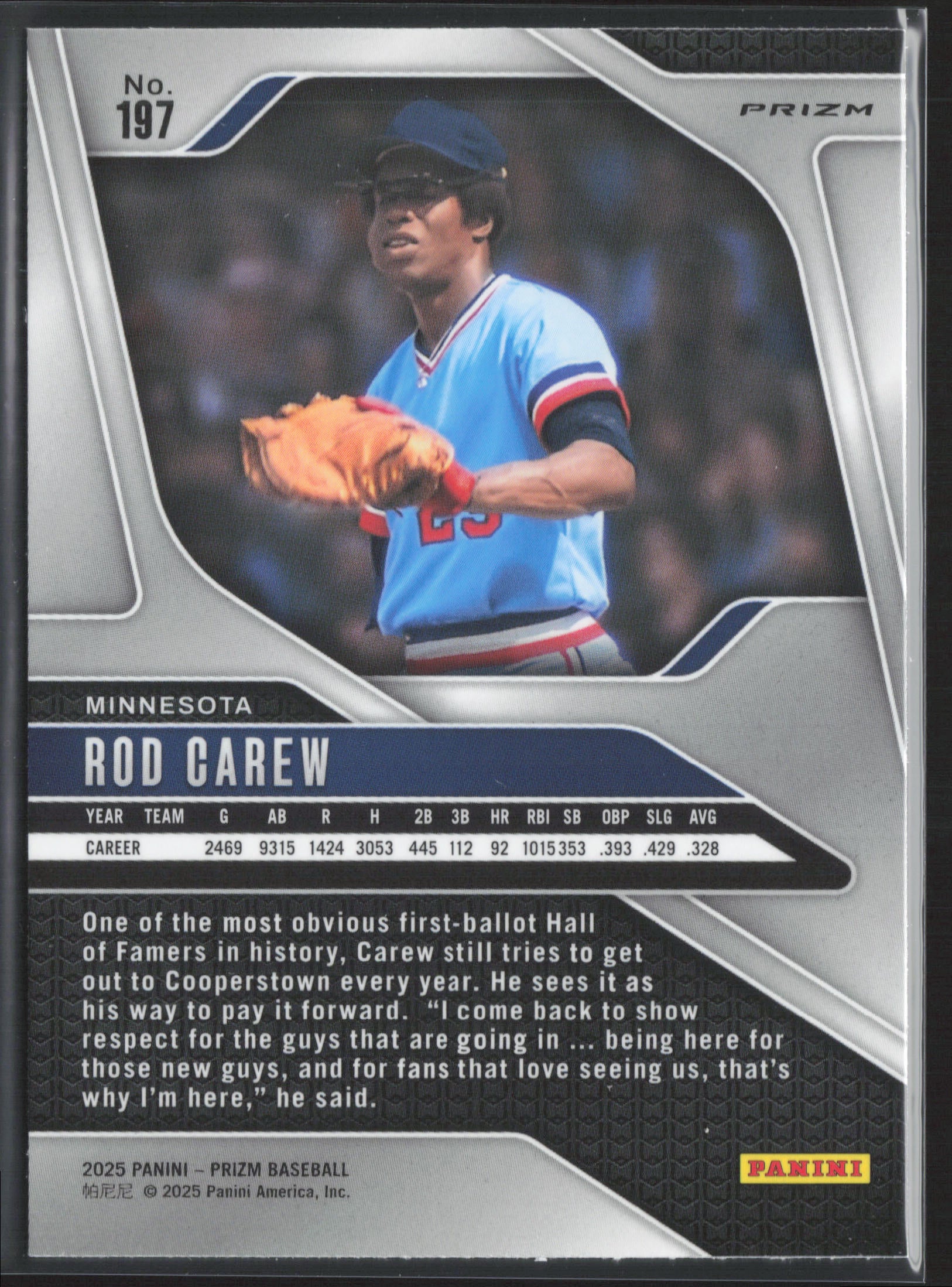 2025 Panini Prizm #197 Rod Carew Blue Ice Prizms