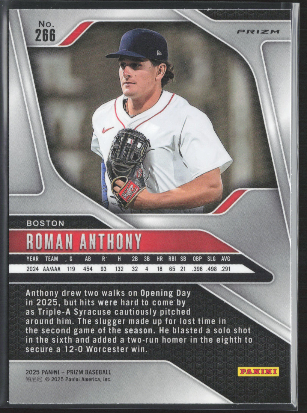 2025 Panini Prizm #266 Roman Anthony Blue Ice Prizms