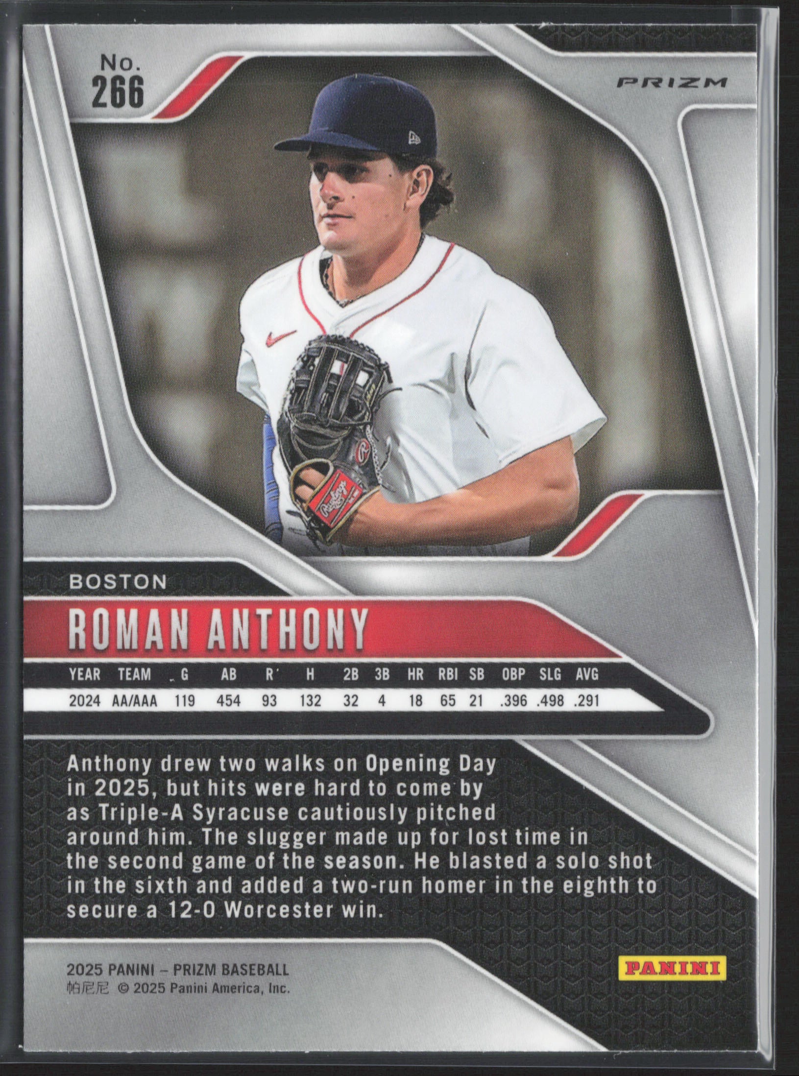 2025 Panini Prizm #266 Roman Anthony Blue Ice Prizms